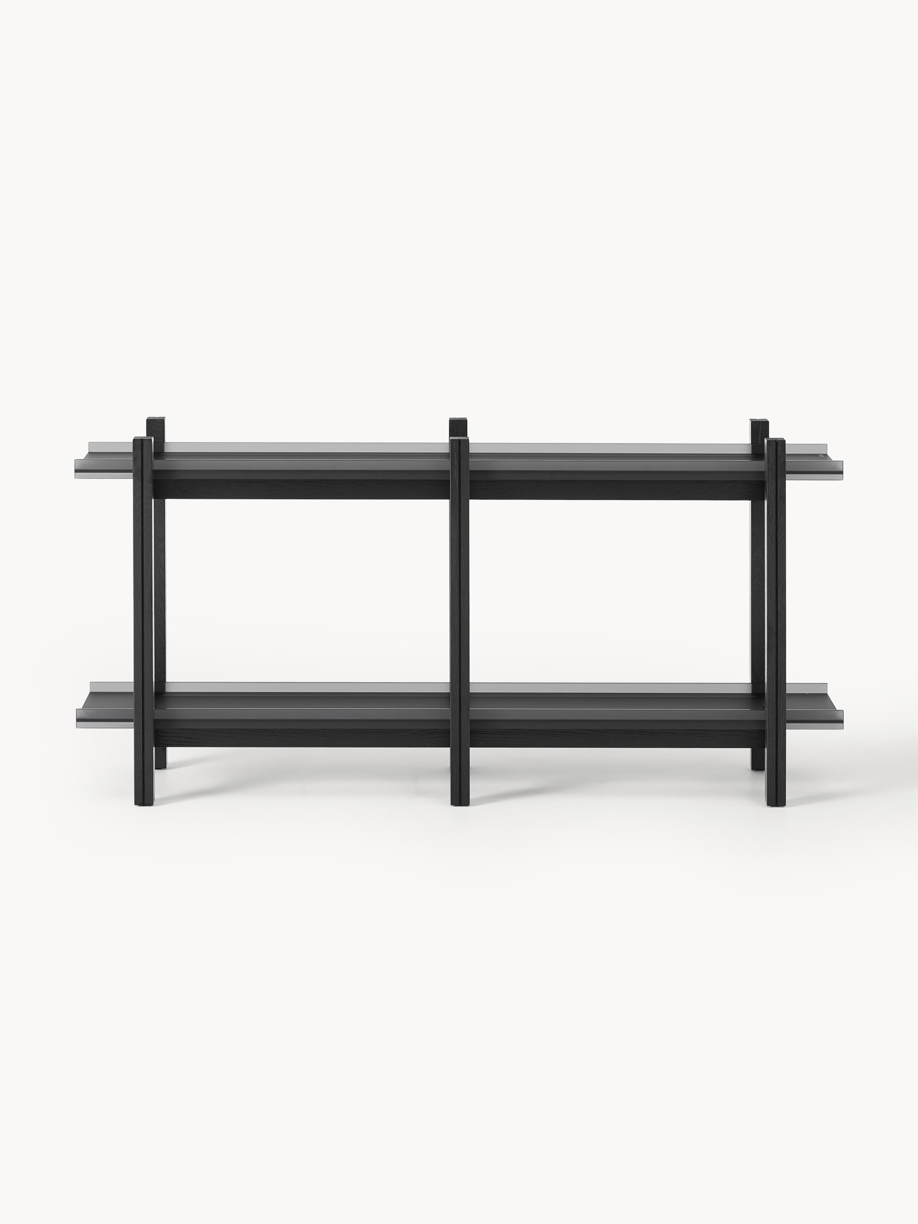 Holz-Regal Alex, Eichenholz & Glas