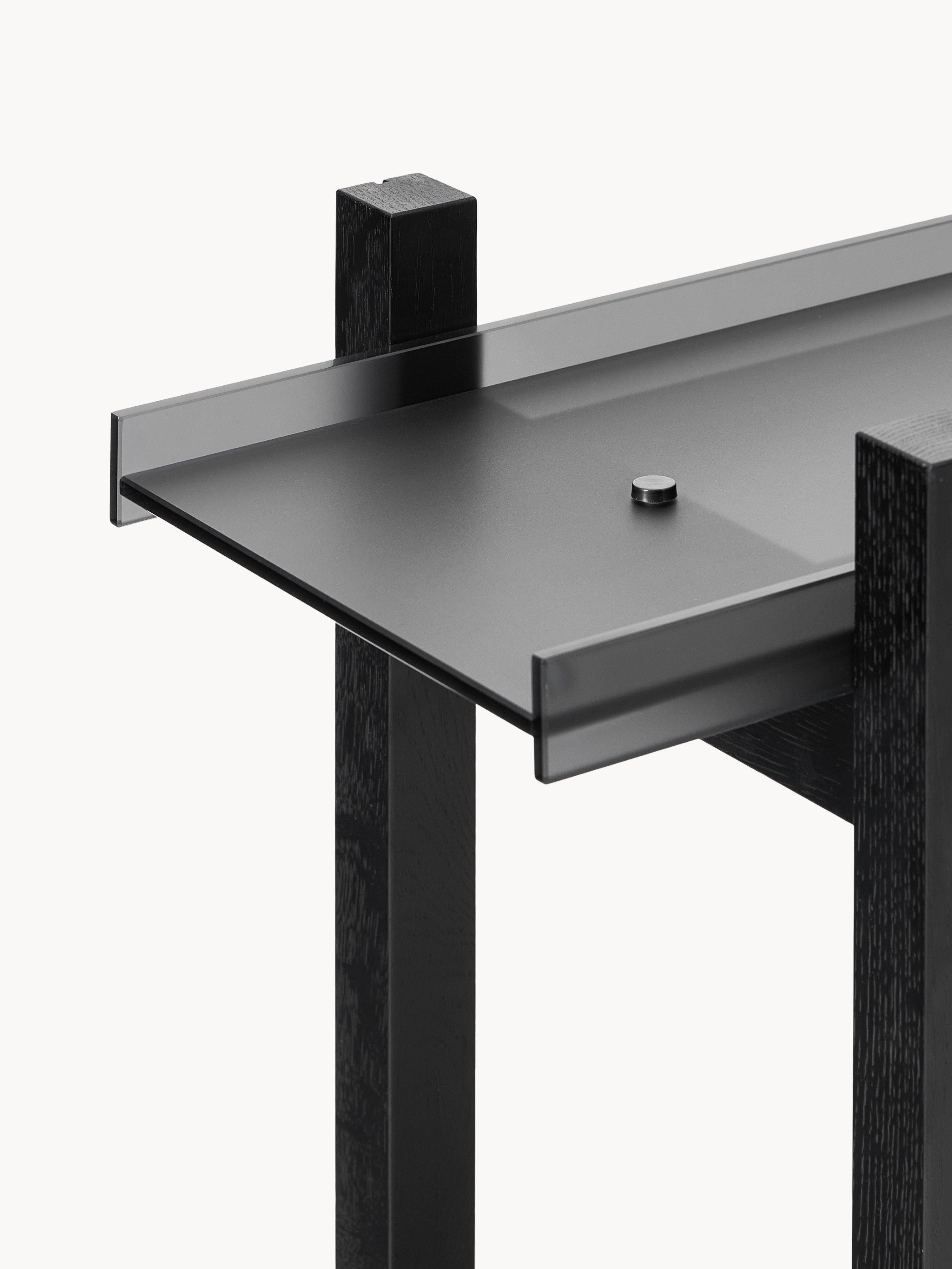 Holz-Regal Alex, Eichenholz & Glas
