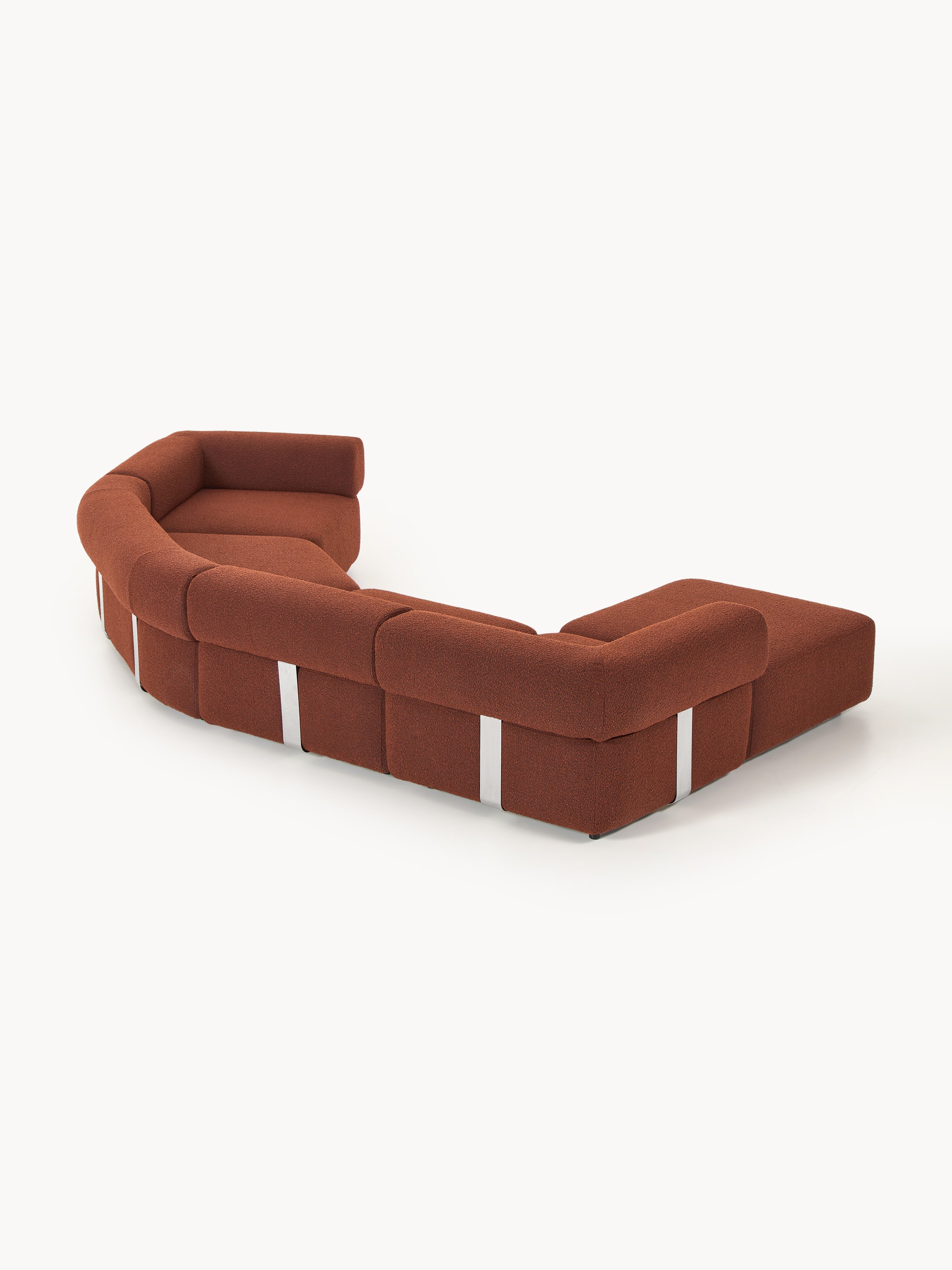 Großes modulares Bouclé-Sofa Anton mit Hocker (links/rechts)