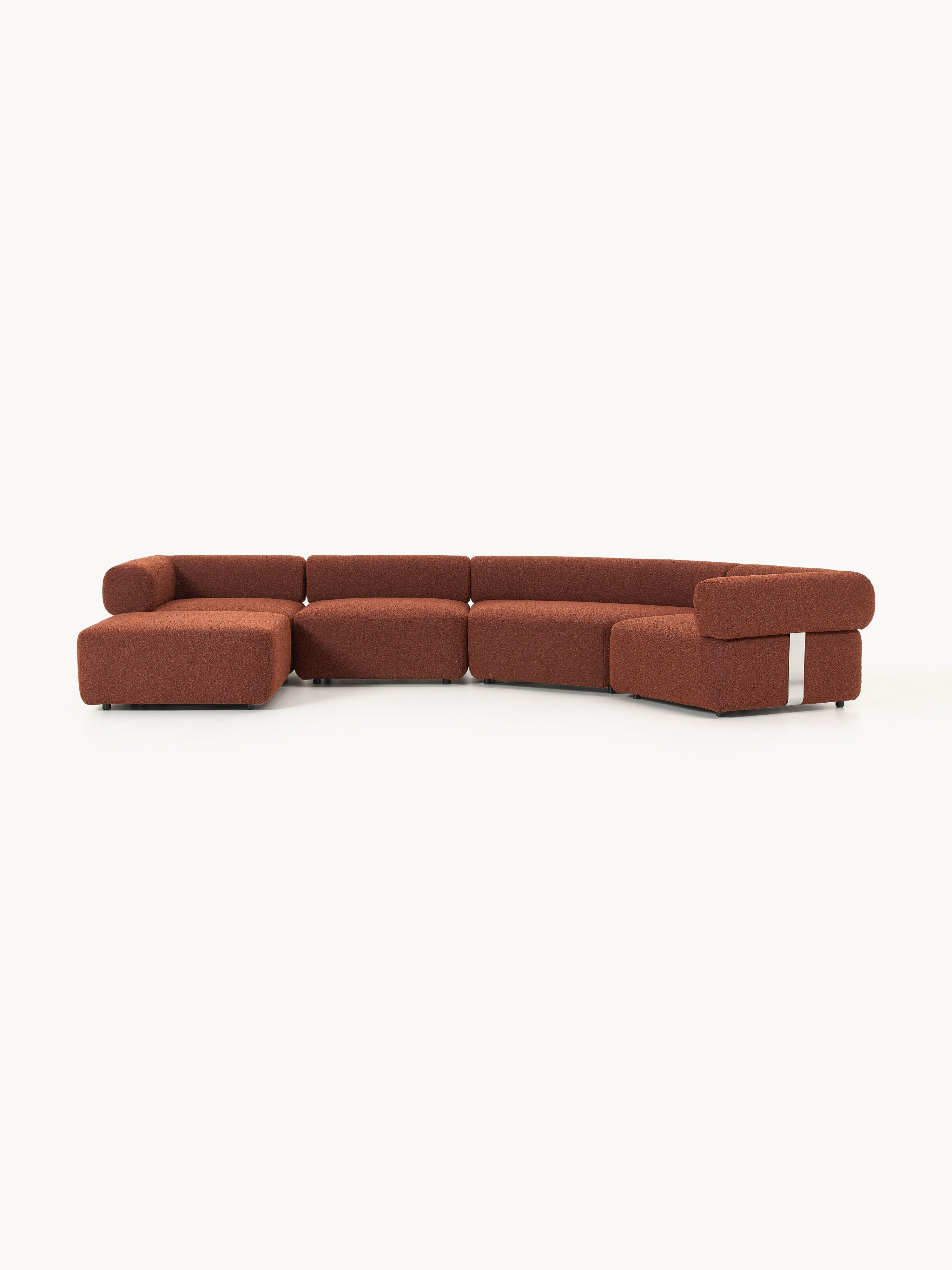 Galeriebild 1 - Großes modulares Bouclé-Sofa Anton mit Hocker (links/rechts)
