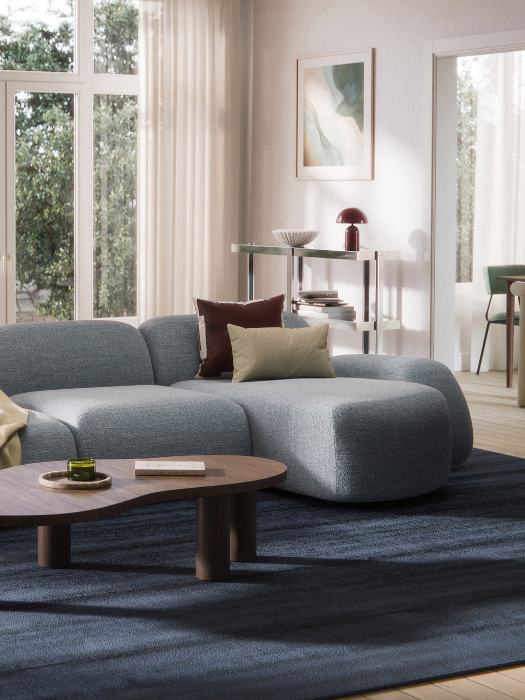 Bouclé-Chaise-Eckmodul Wolke