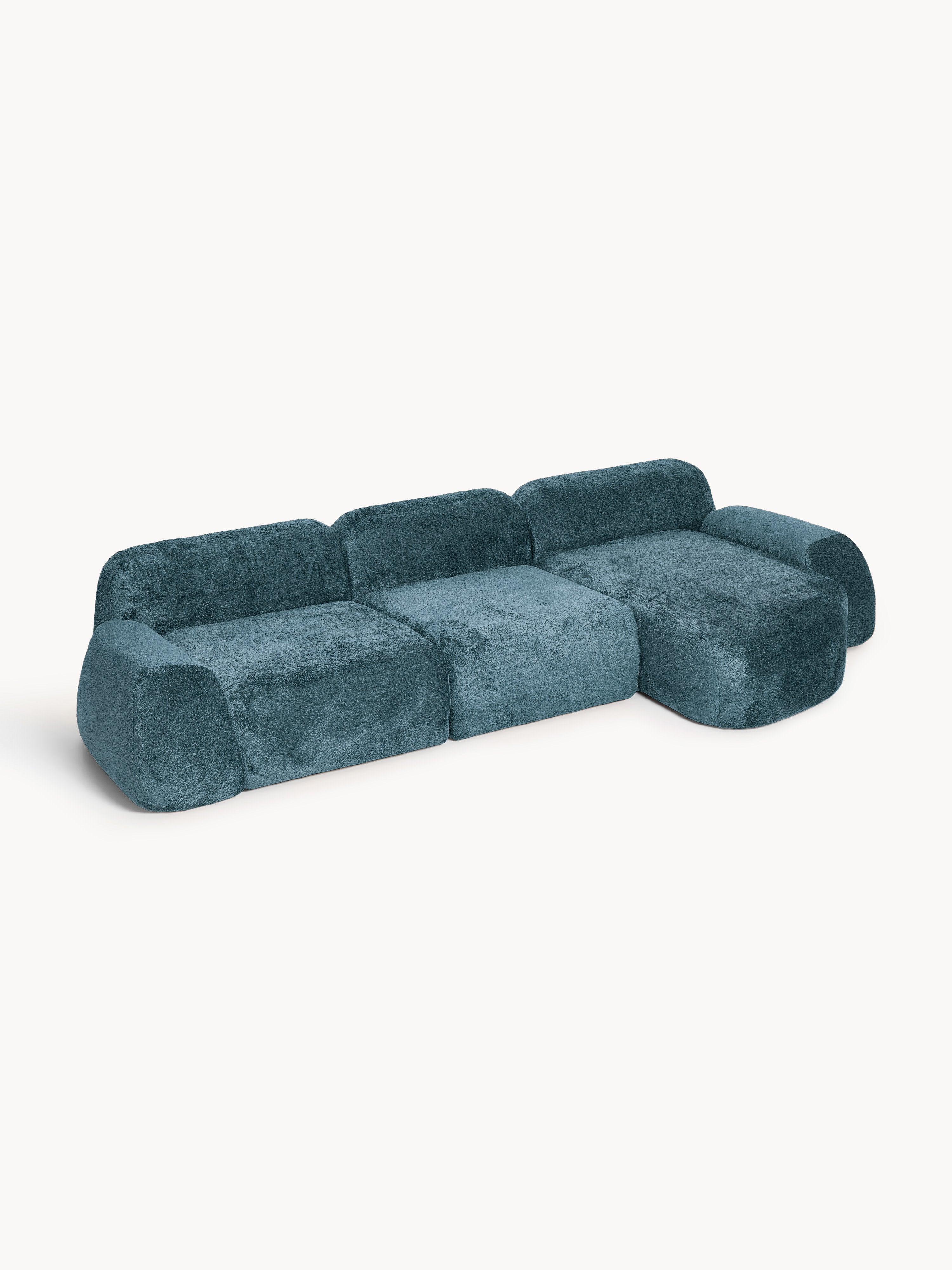 Modulares Teddy-Bouclé-Ecksofa Wolke (4-Sitzer)