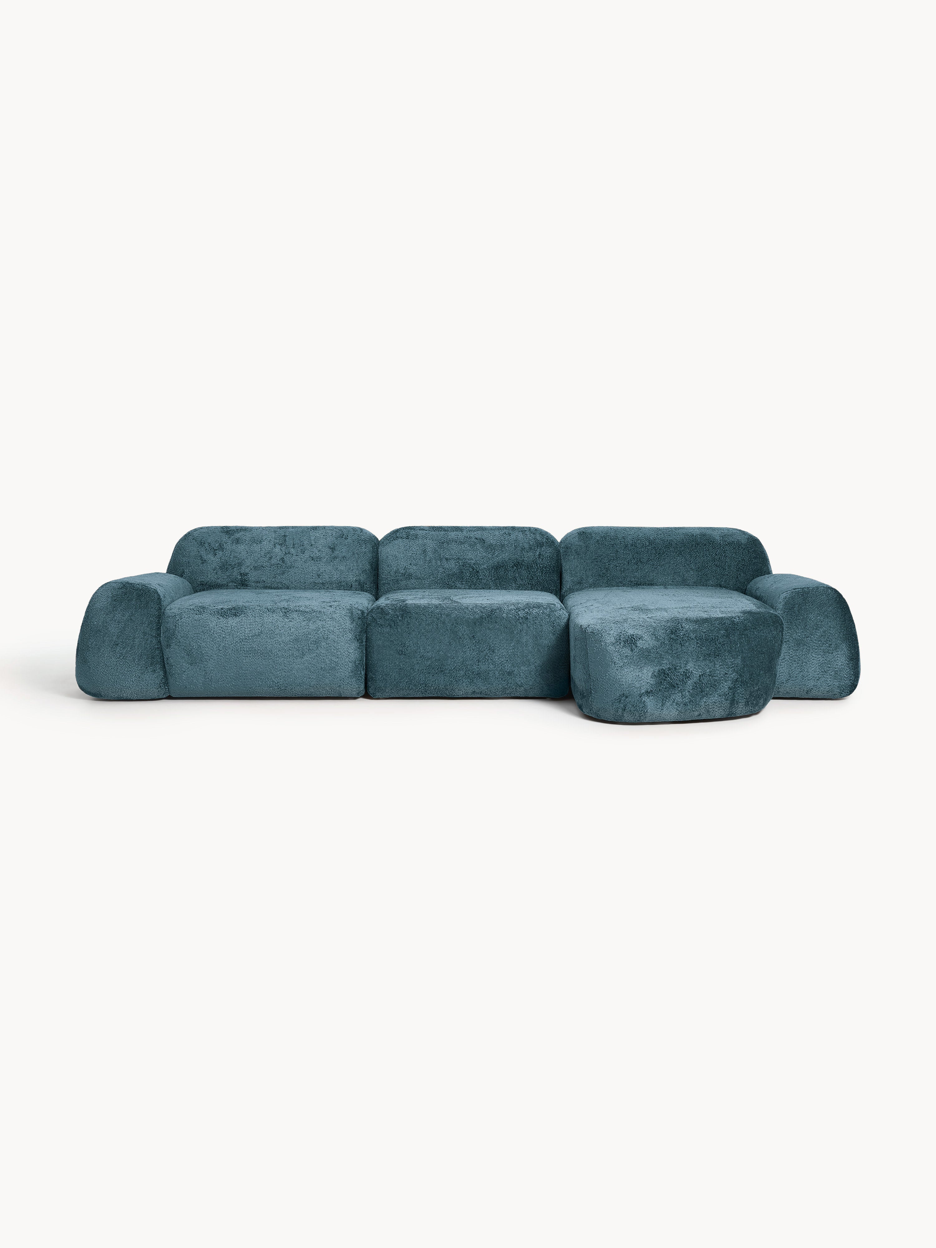 Galeriebild 1 - Modulares Teddy-Bouclé-Ecksofa Wolke (4-Sitzer)