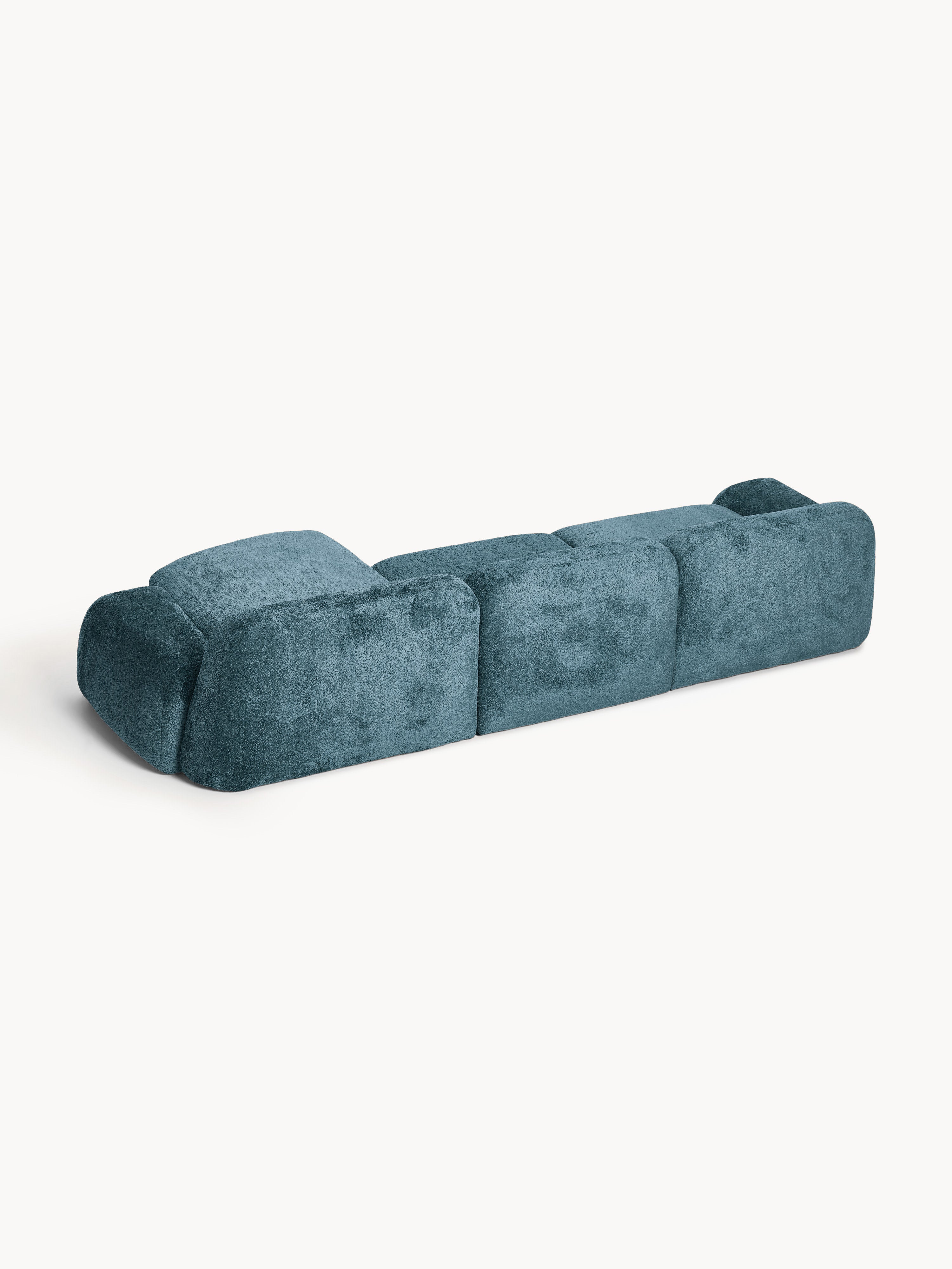 Modulares Teddy-Bouclé-Ecksofa Wolke (4-Sitzer)