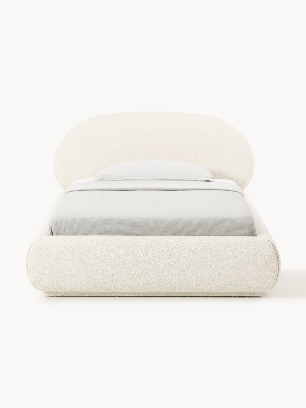 Bouclé-Polster-Einzelbett Alba mit Stauraum