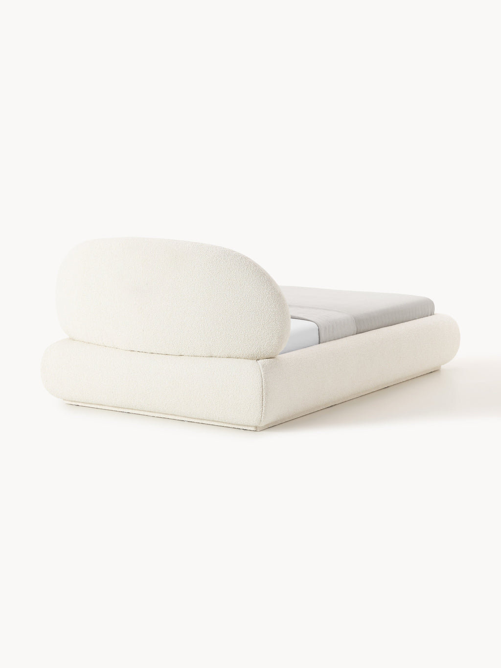Bouclé-Polster-Einzelbett Alba mit Stauraum