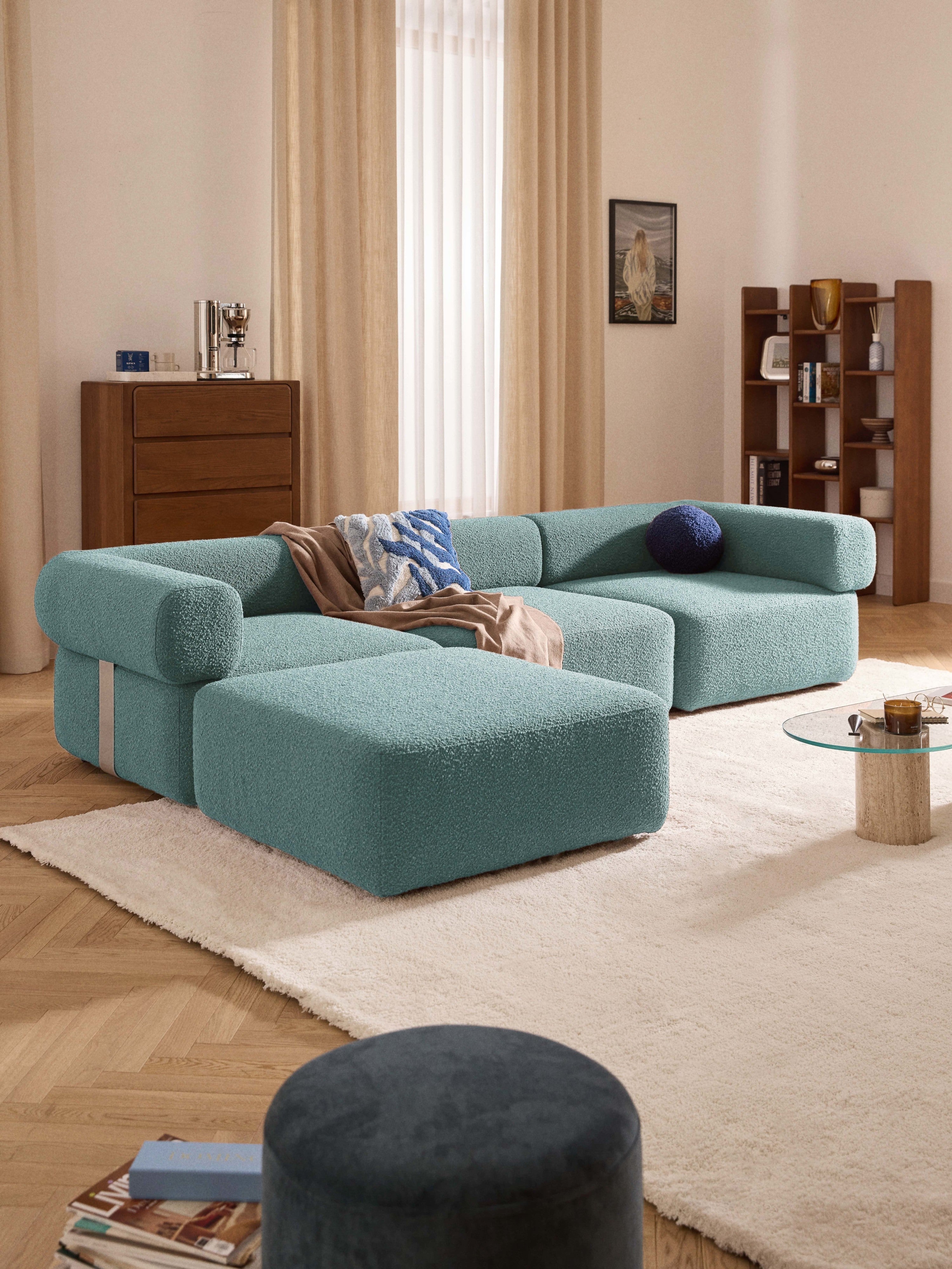Bouclé-Sofa-Hocker Anton