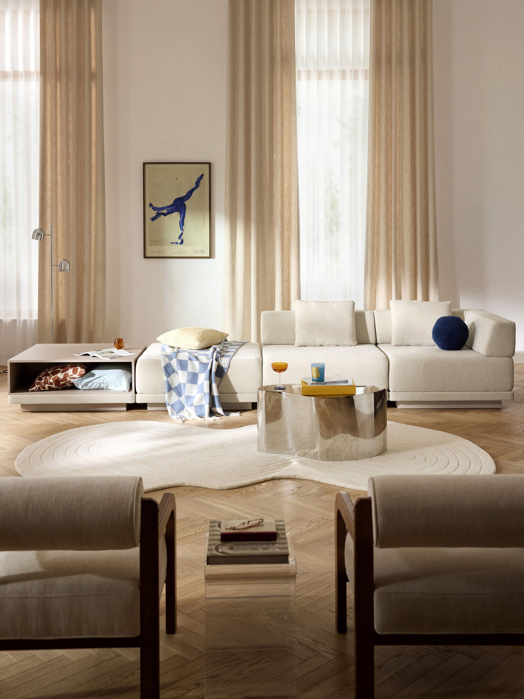 Modulares Sofa Colin (4-Sitzer) mit Couchtisch & Ottomane