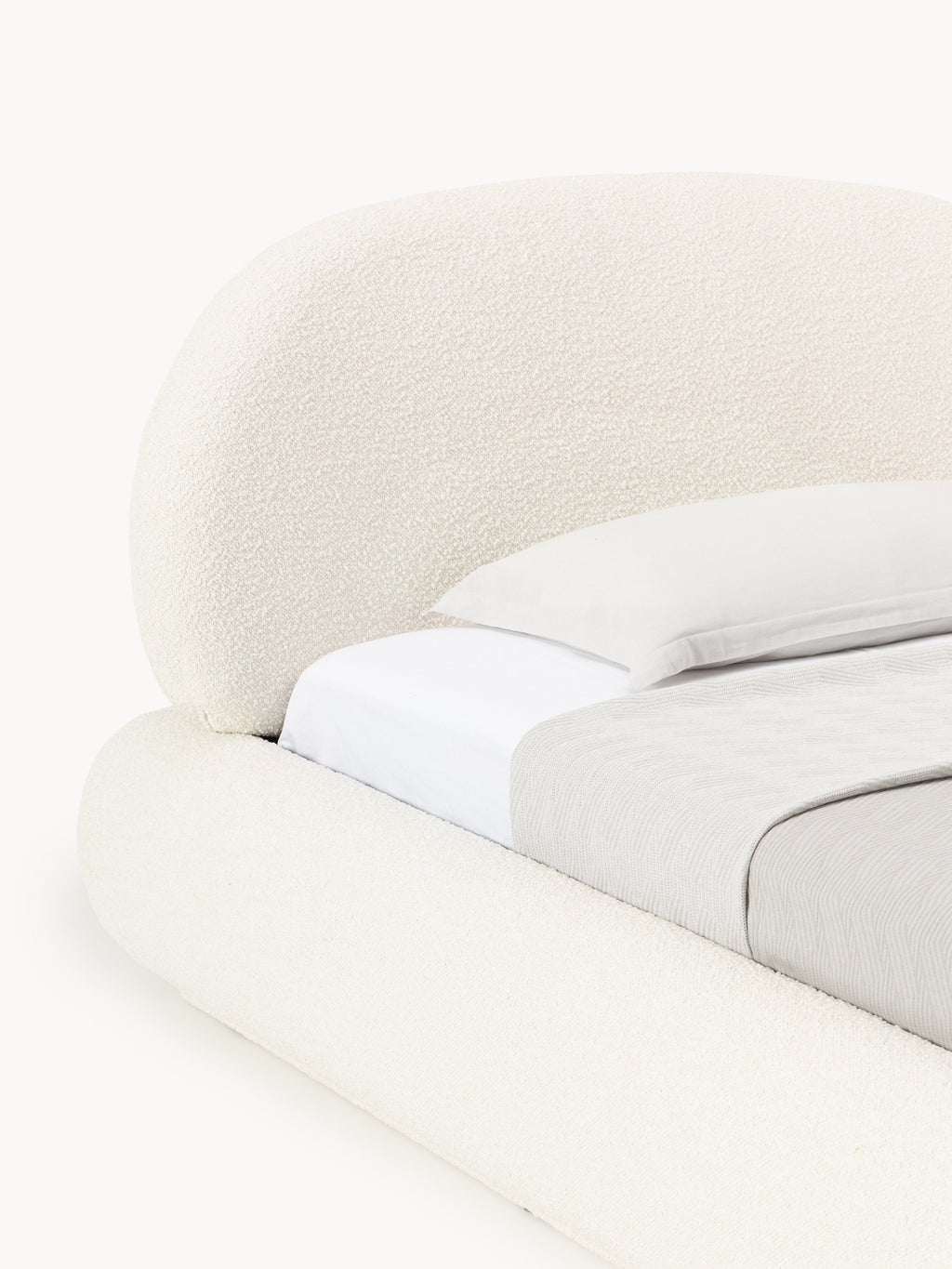Bouclé-Polster-Einzelbett Alba