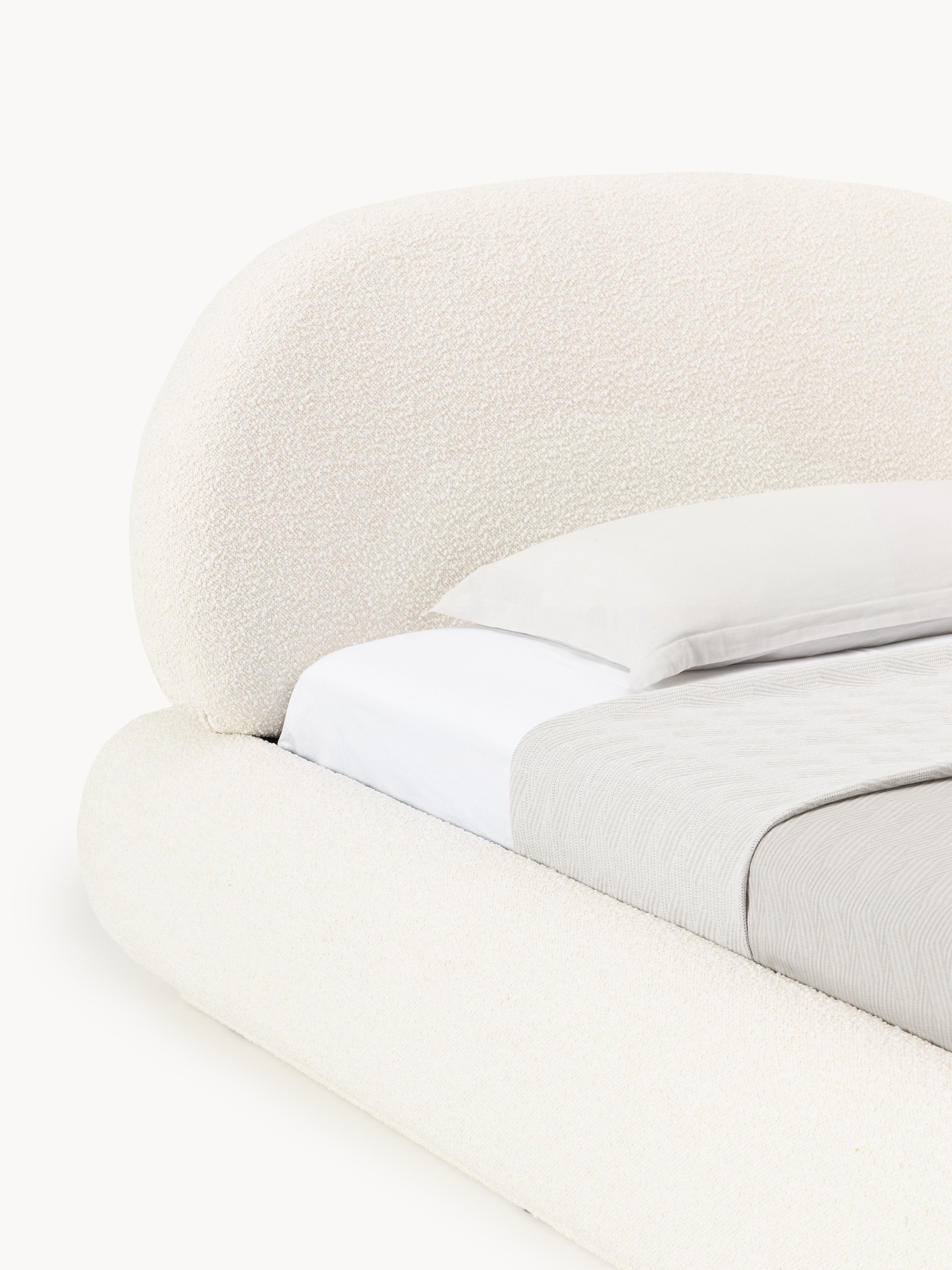 Bouclé-Polster-Einzelbett Alba