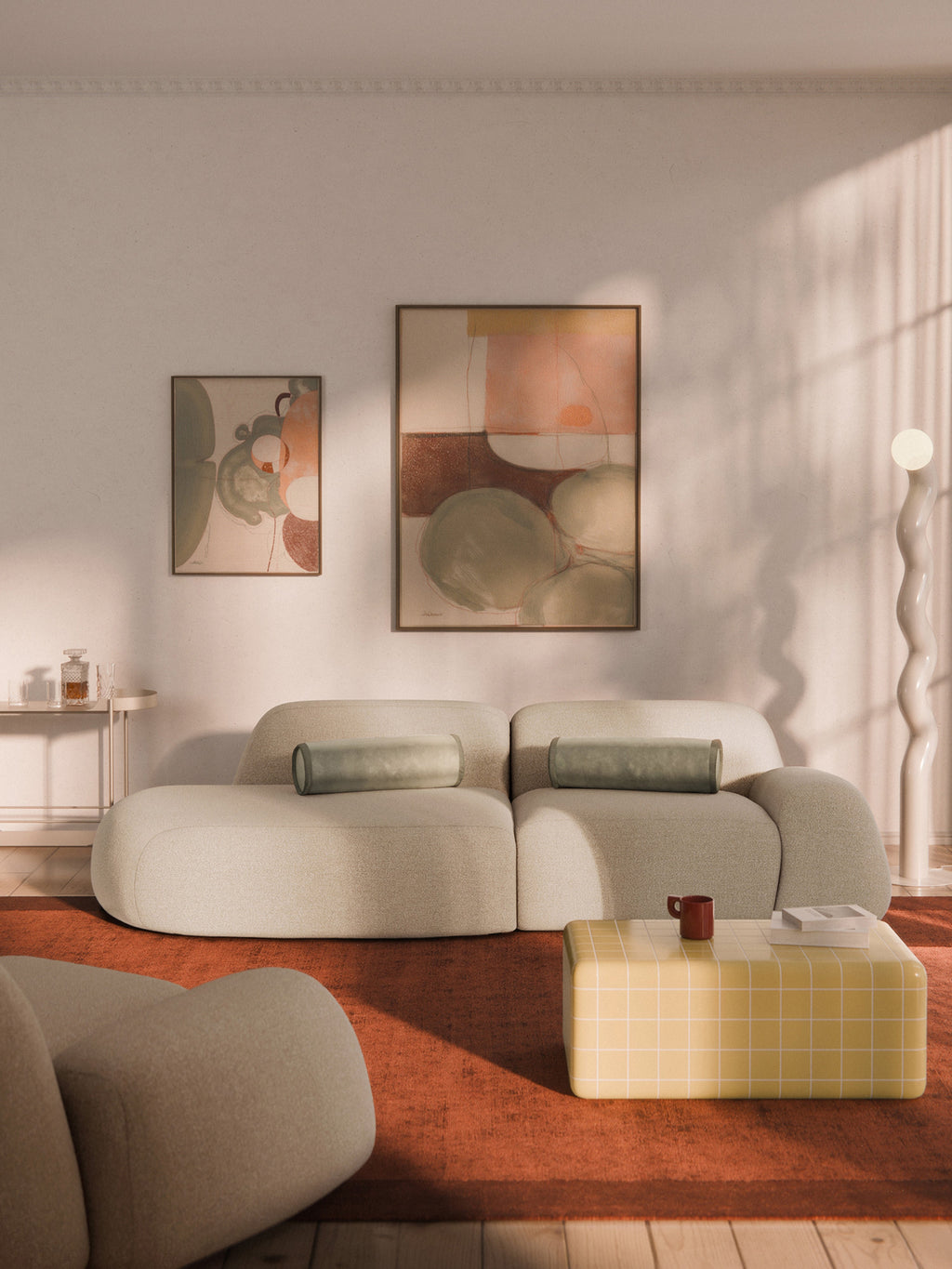 Modulare Bouclé-Chaise Wolke (3-Sitzer)