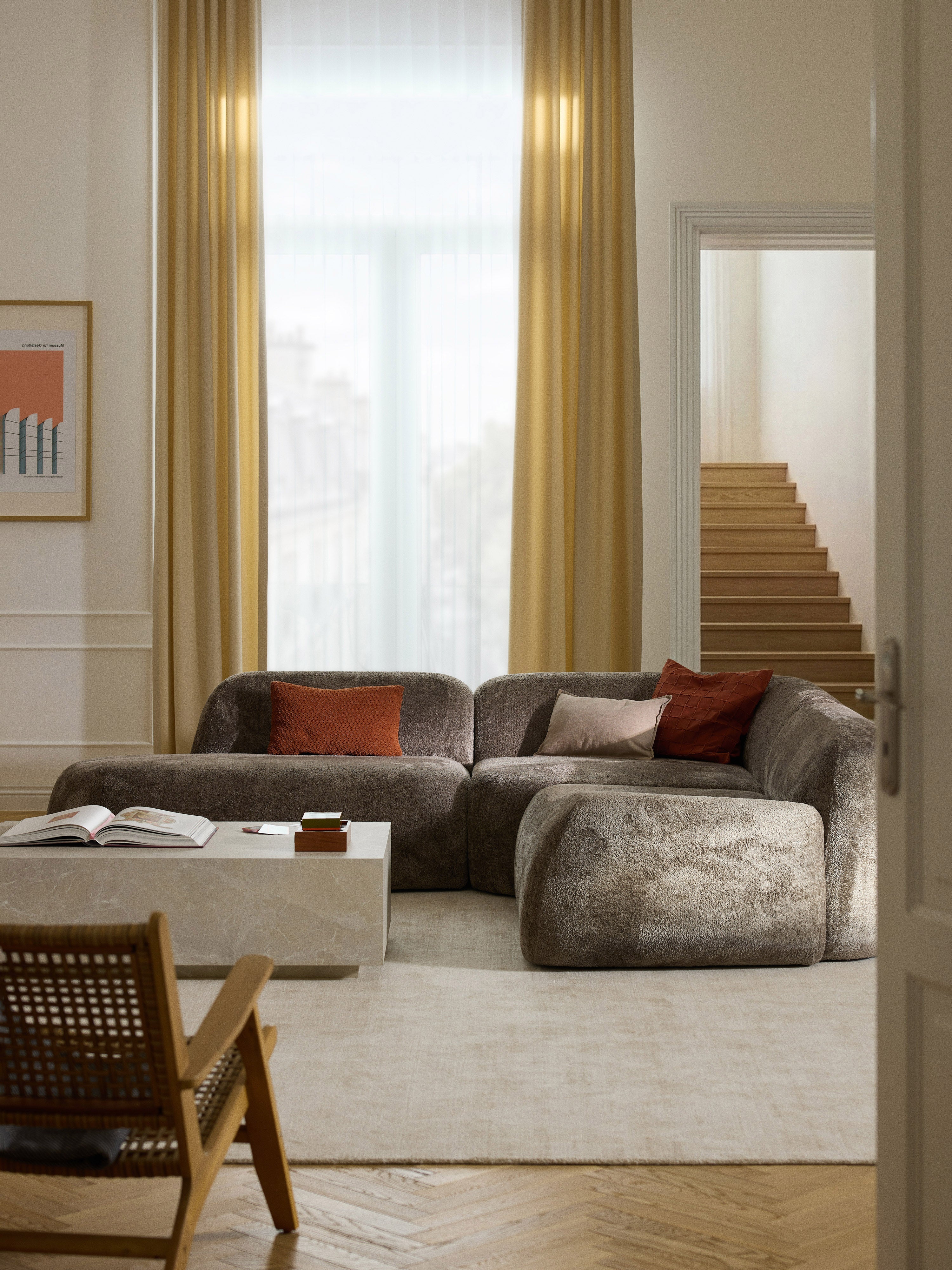 Modulares Teddy-Bouclé-Ecksofa Wolke (4-Sitzer) mit Chaiselongue