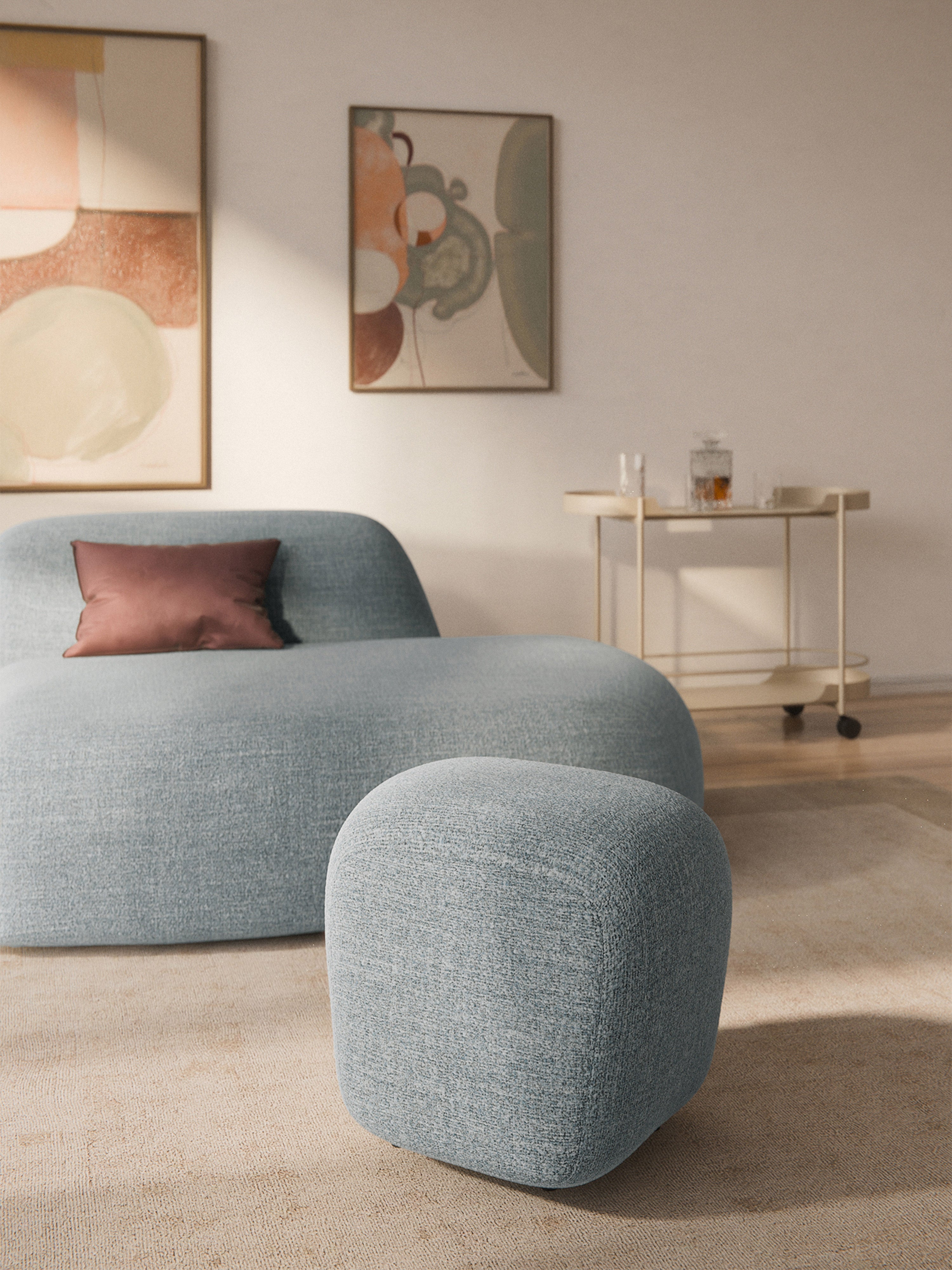 Hoher Bouclé-Sofa-Hocker Wolke