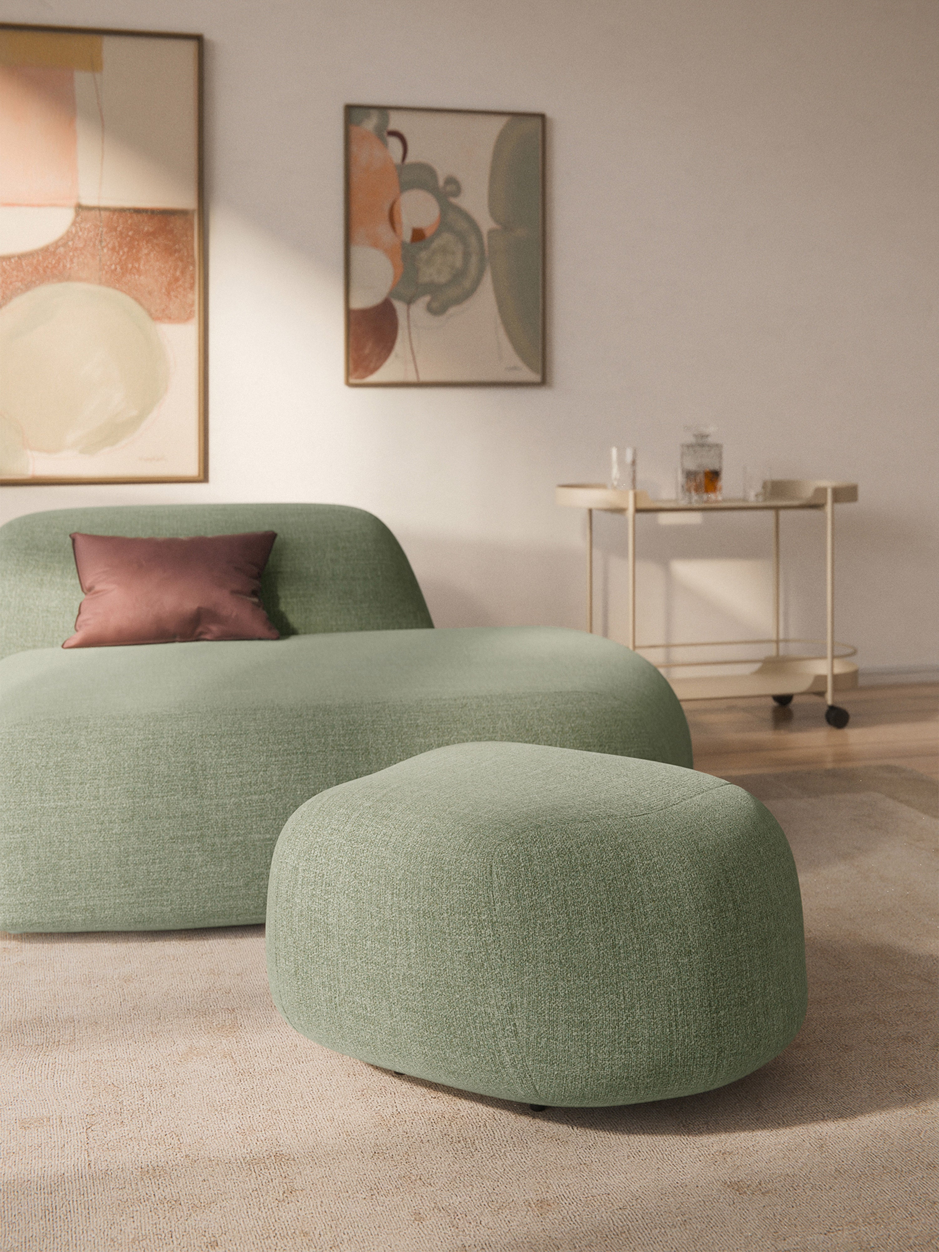 Ovaler Bouclé-Sofa-Hocker Wolke