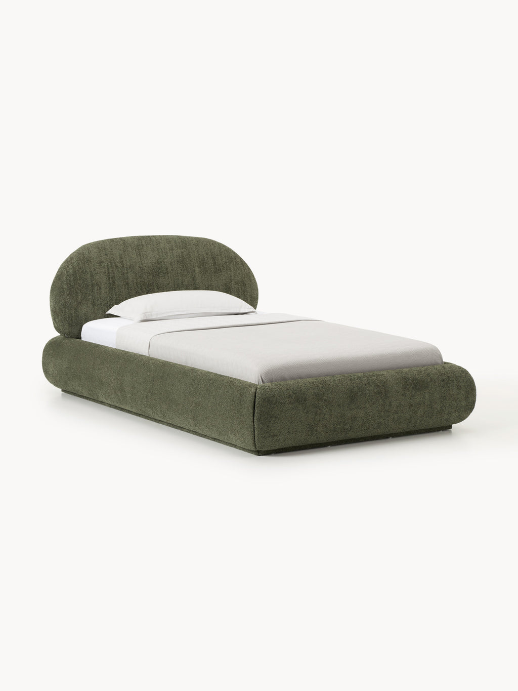 Galeriebild 1 - Einzelbett Alba aus Teddy-Bouclé mit Stauraum