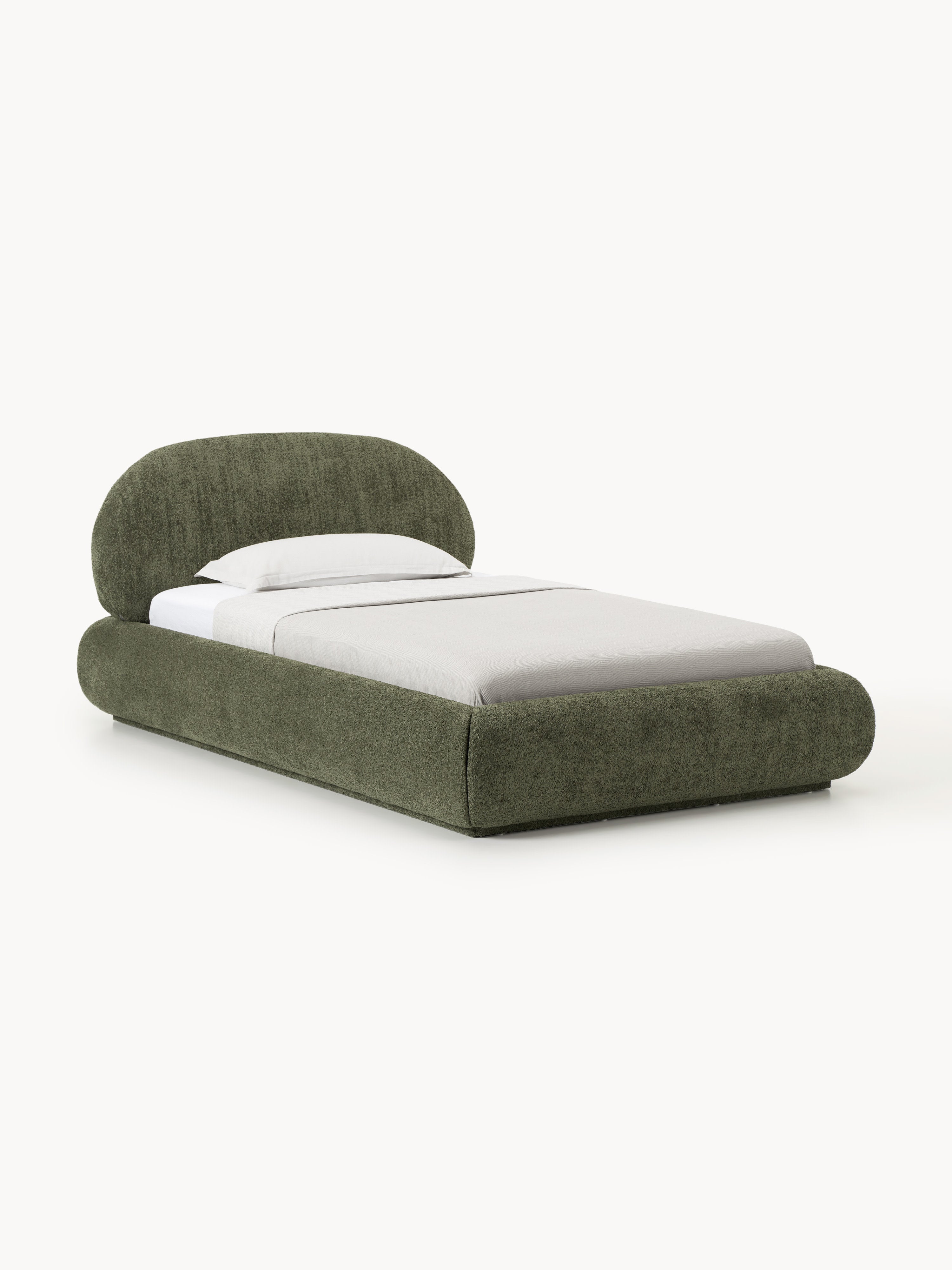 Galeriebild 1 - Einzelbett Alba aus Teddy-Bouclé mit Stauraum