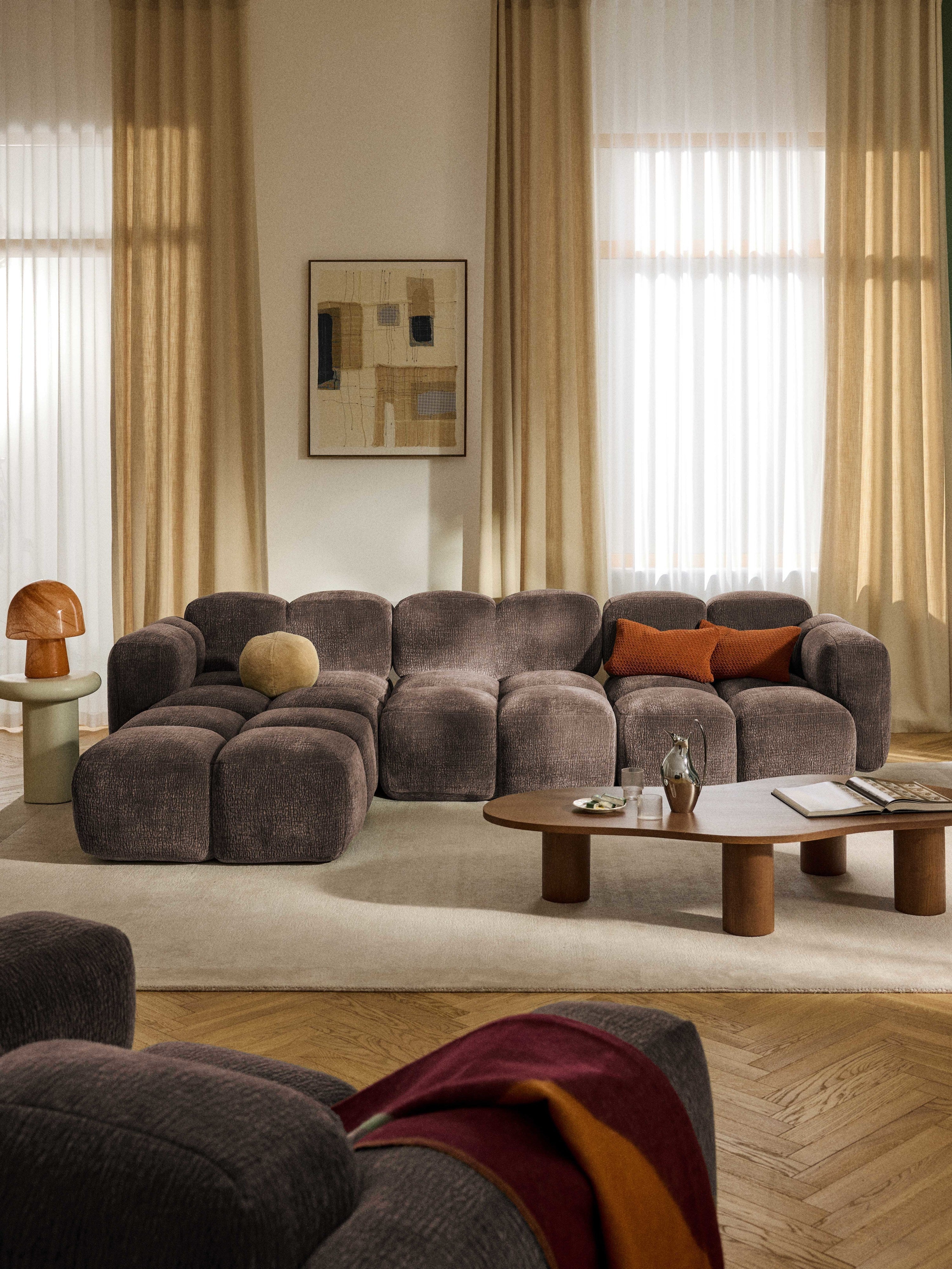 Modulares Sofa Tayla (4-Sitzer) mit Hocker (links/rechts)