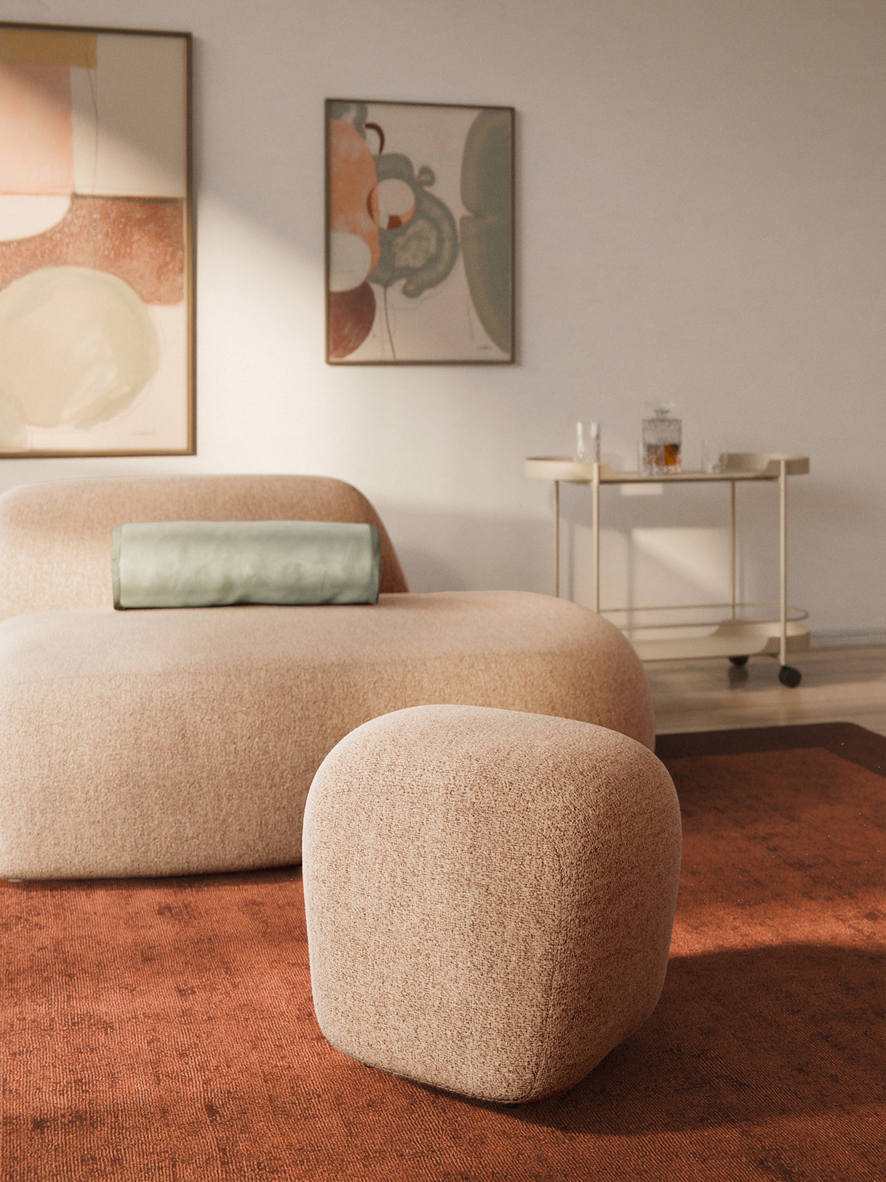 Hoher Bouclé-Sofa-Hocker Wolke
