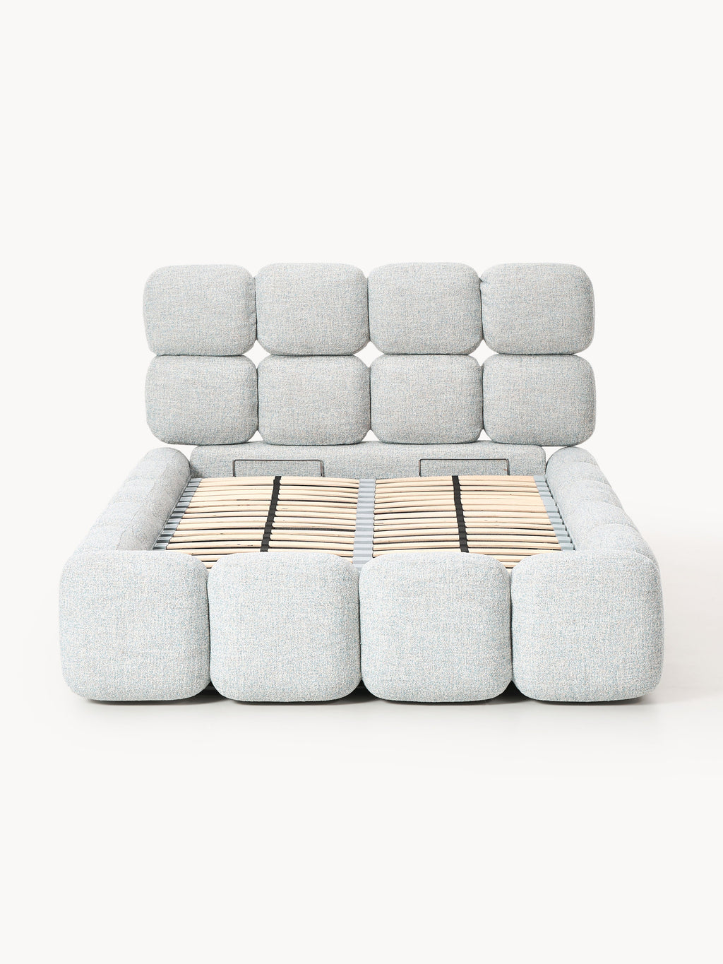 Einzelbett Tayla mit Stauraum aus Teddy-Bouclé