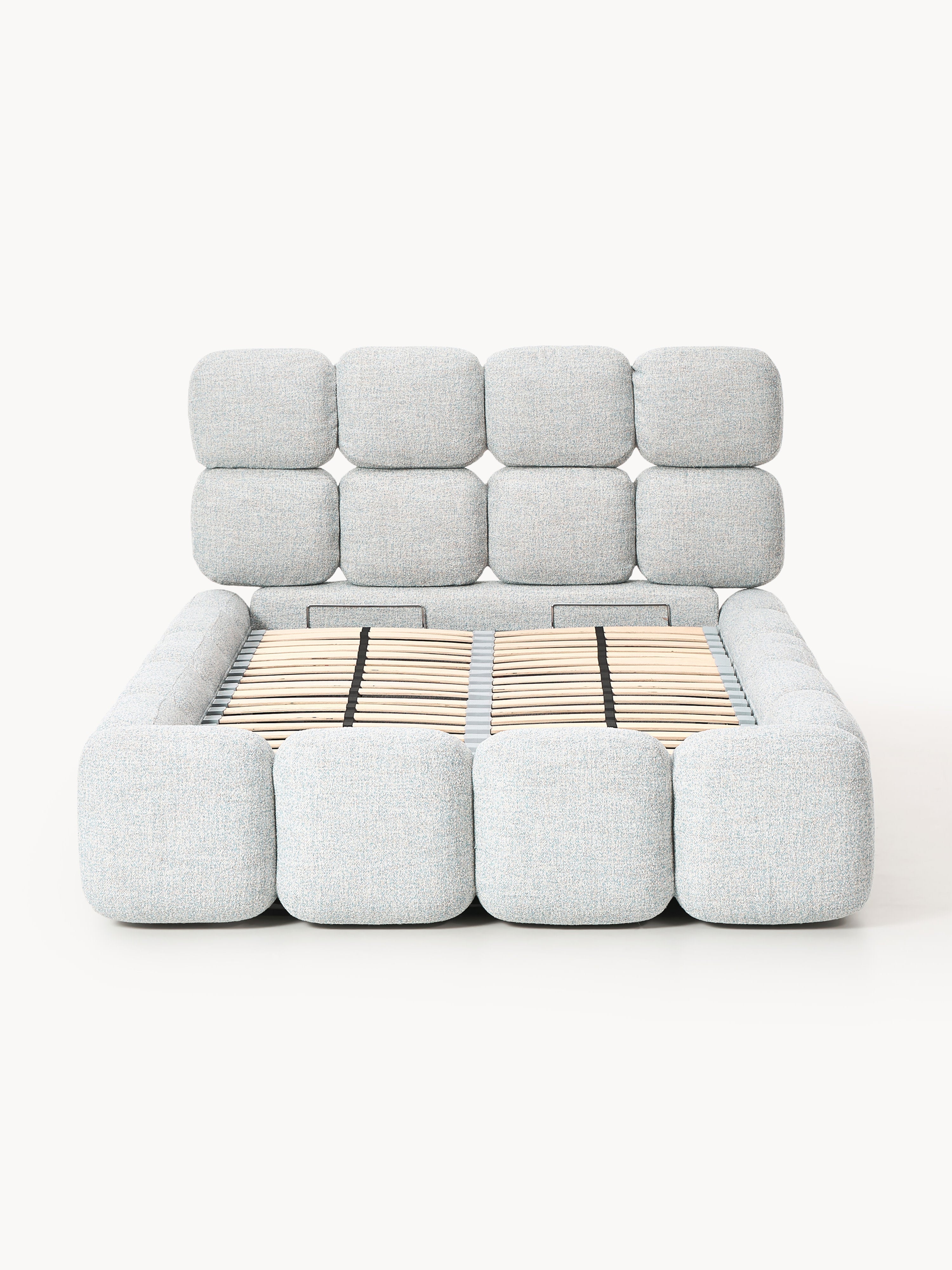 Einzelbett Tayla mit Stauraum aus Teddy-Bouclé