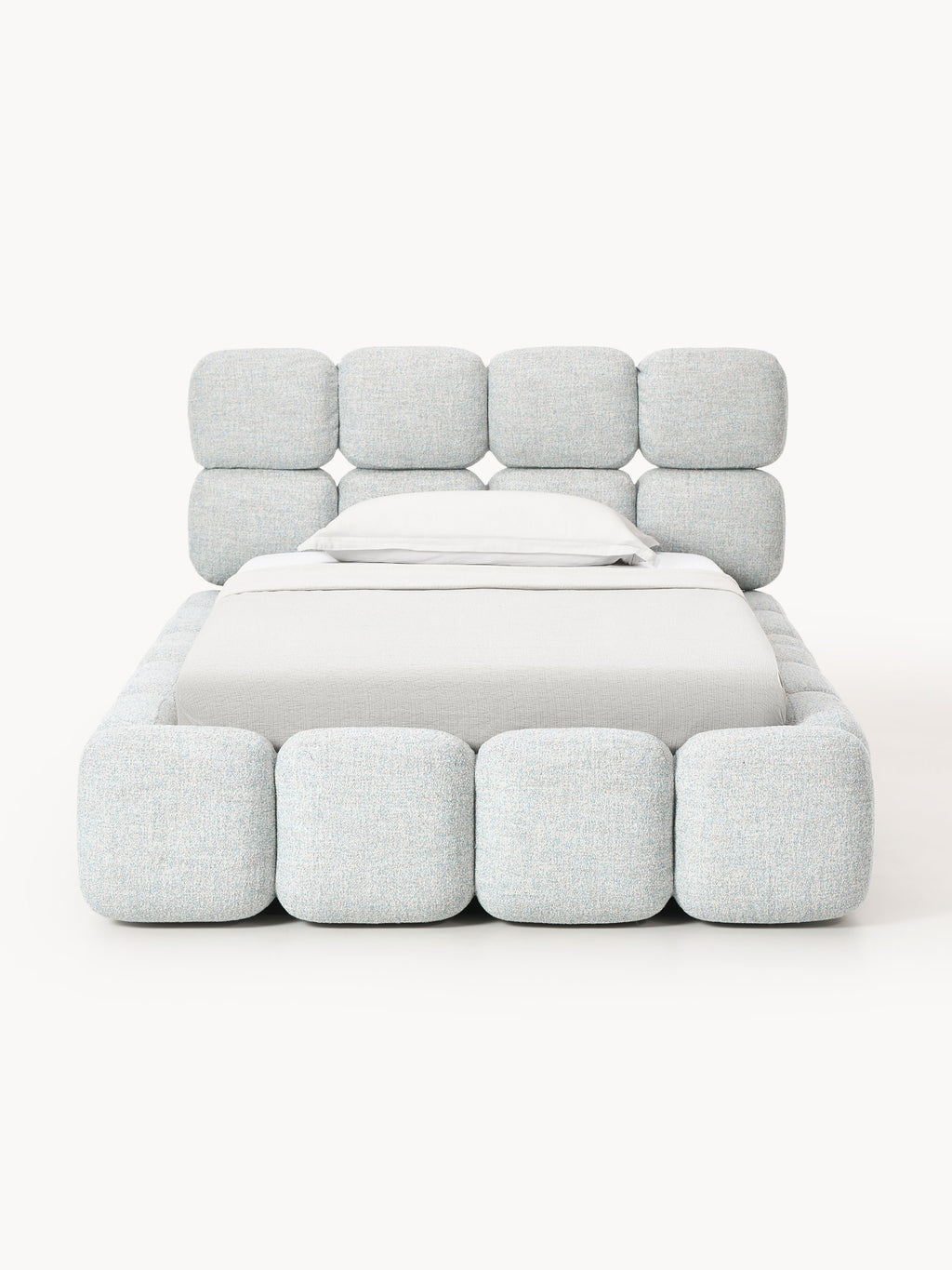 Einzelbett Tayla mit Stauraum aus Teddy-Bouclé