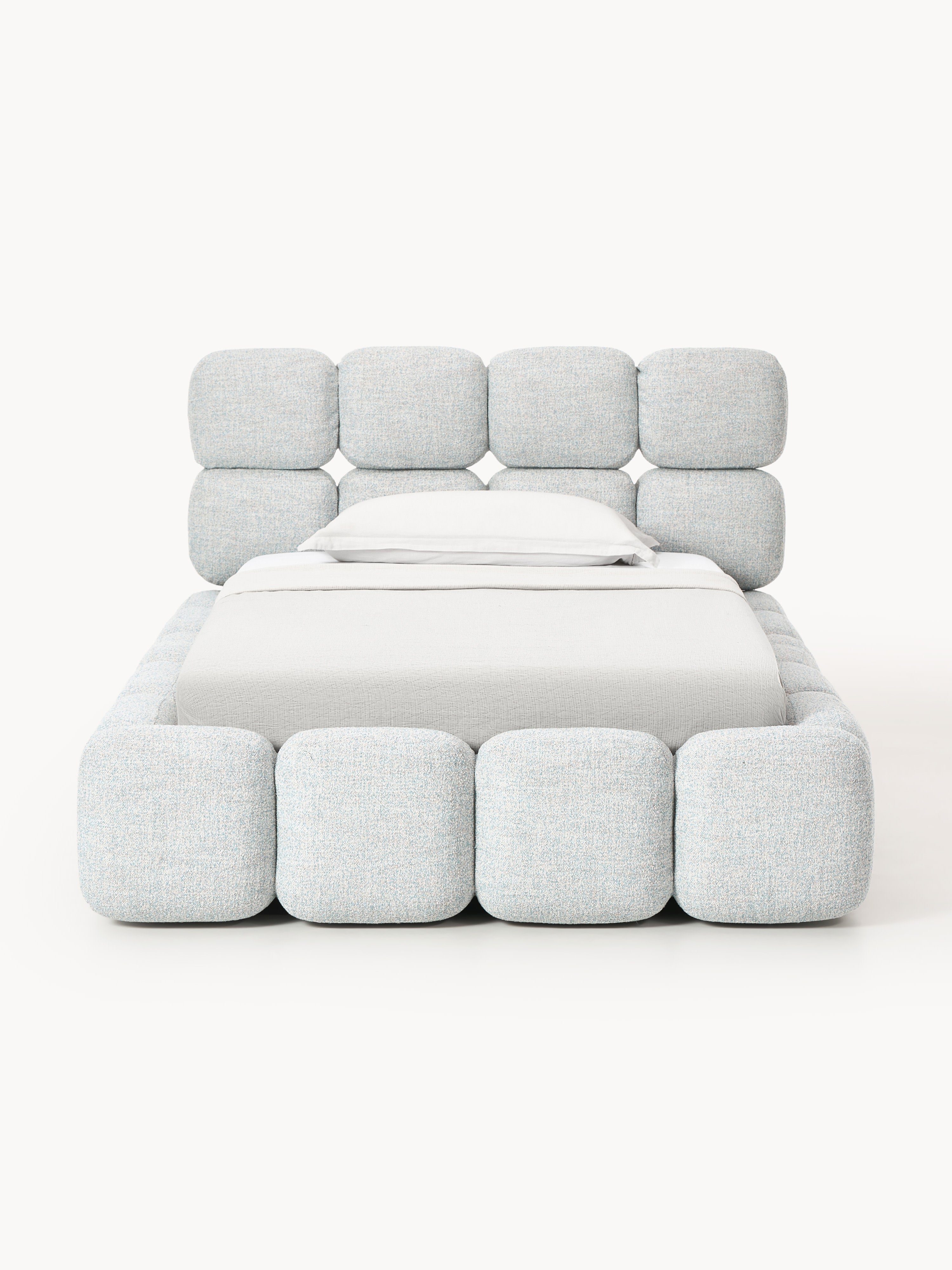 Einzelbett Tayla mit Stauraum aus Teddy-Bouclé