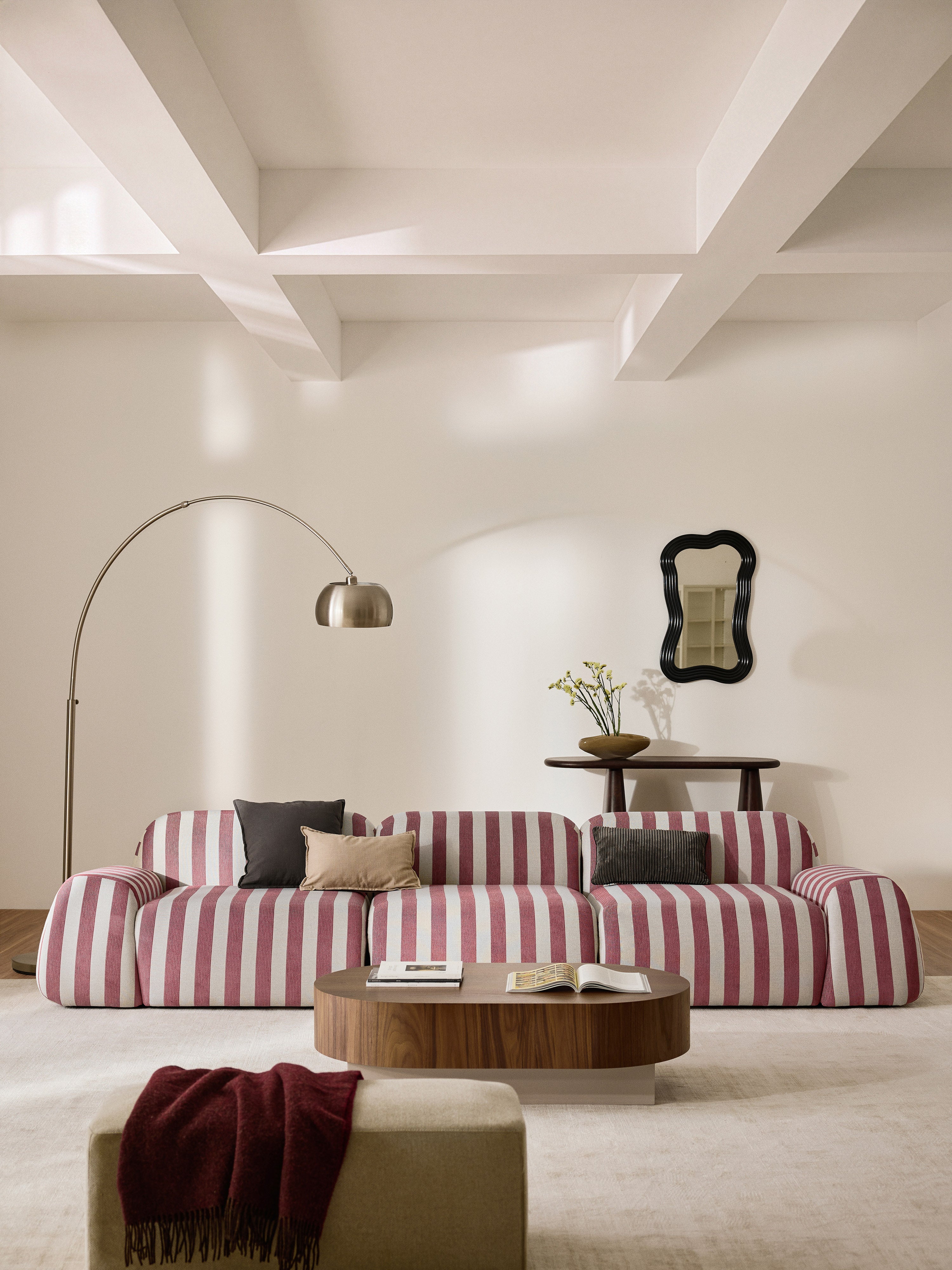 Modulares Gestreiftes Sofa Wolke (4-Sitzer)