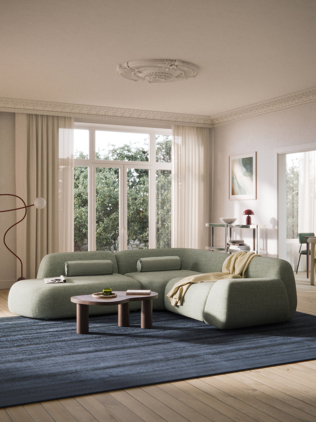 Modulares Bouclé-Ecksofa Wolke (4-Sitzer) mit Chaiselongue