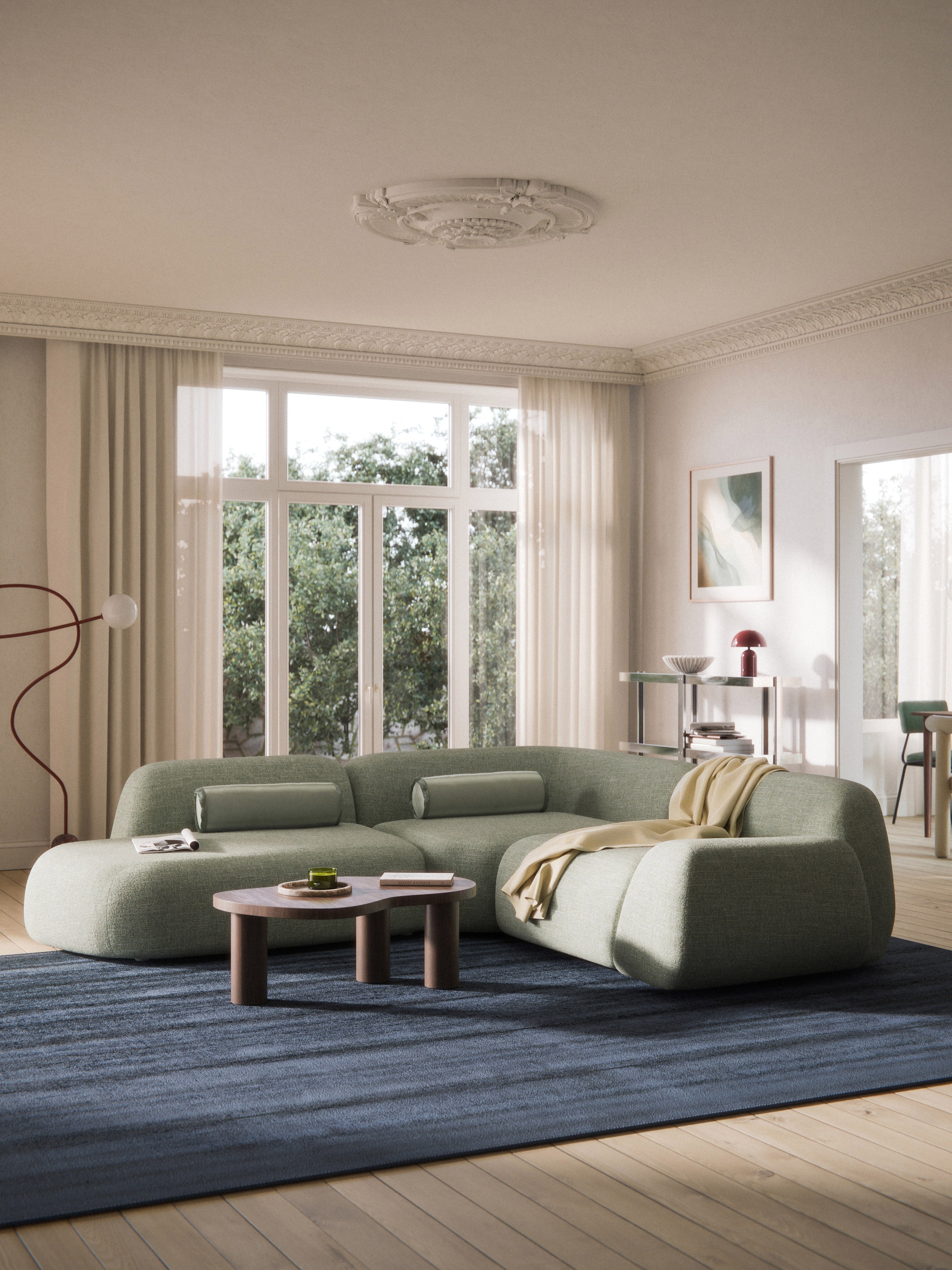 Modulares Bouclé-Ecksofa Wolke (4-Sitzer) mit Chaiselongue