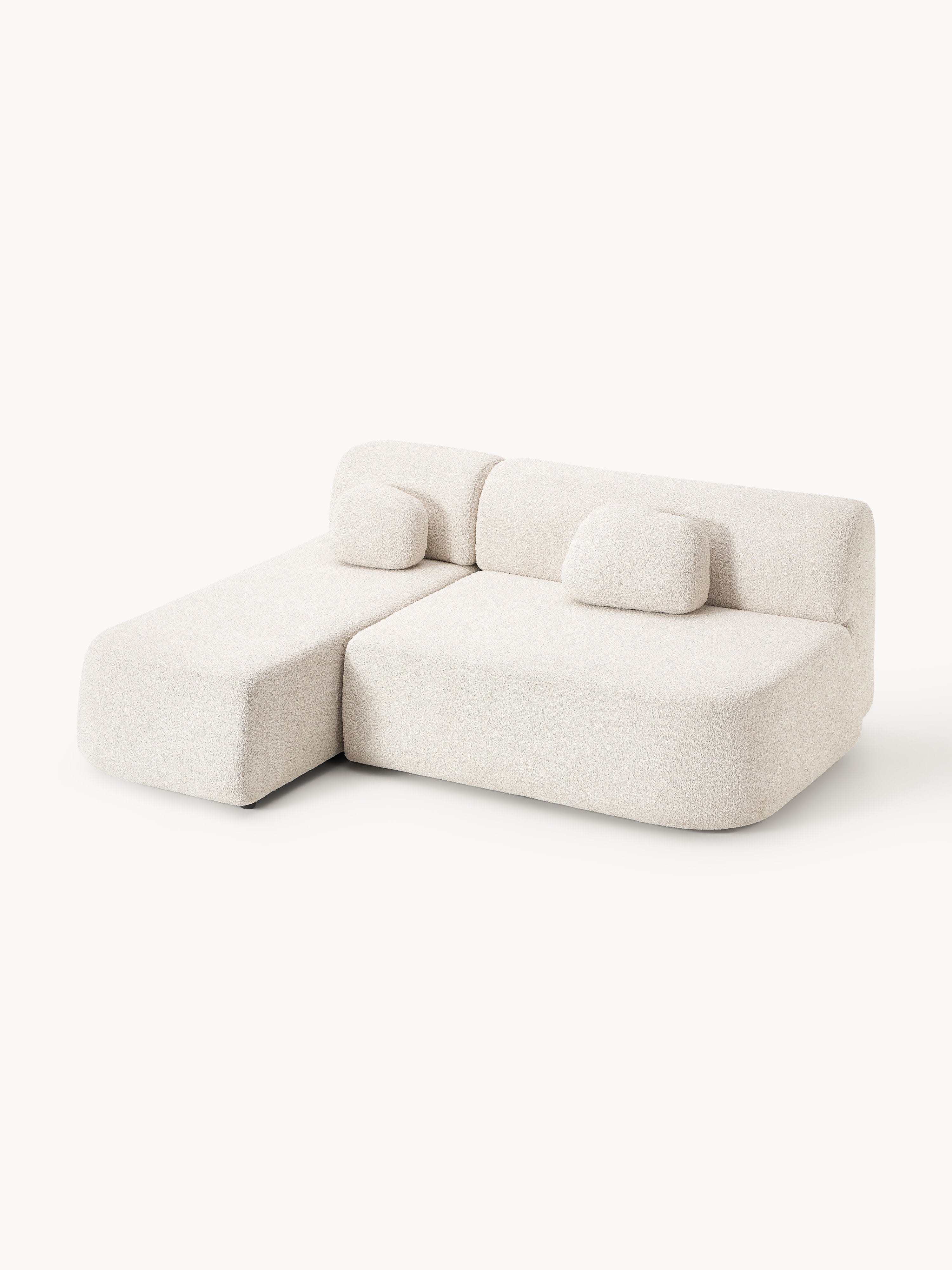 Schlafsofa Pao aus Teddy-Bouclé mit Stauraum