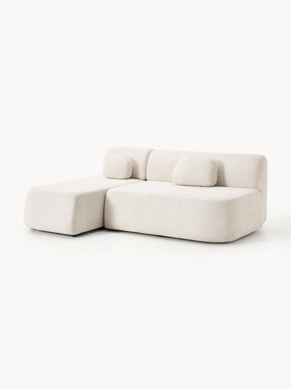 Schlafsofa Pao aus Teddy-Bouclé mit Stauraum