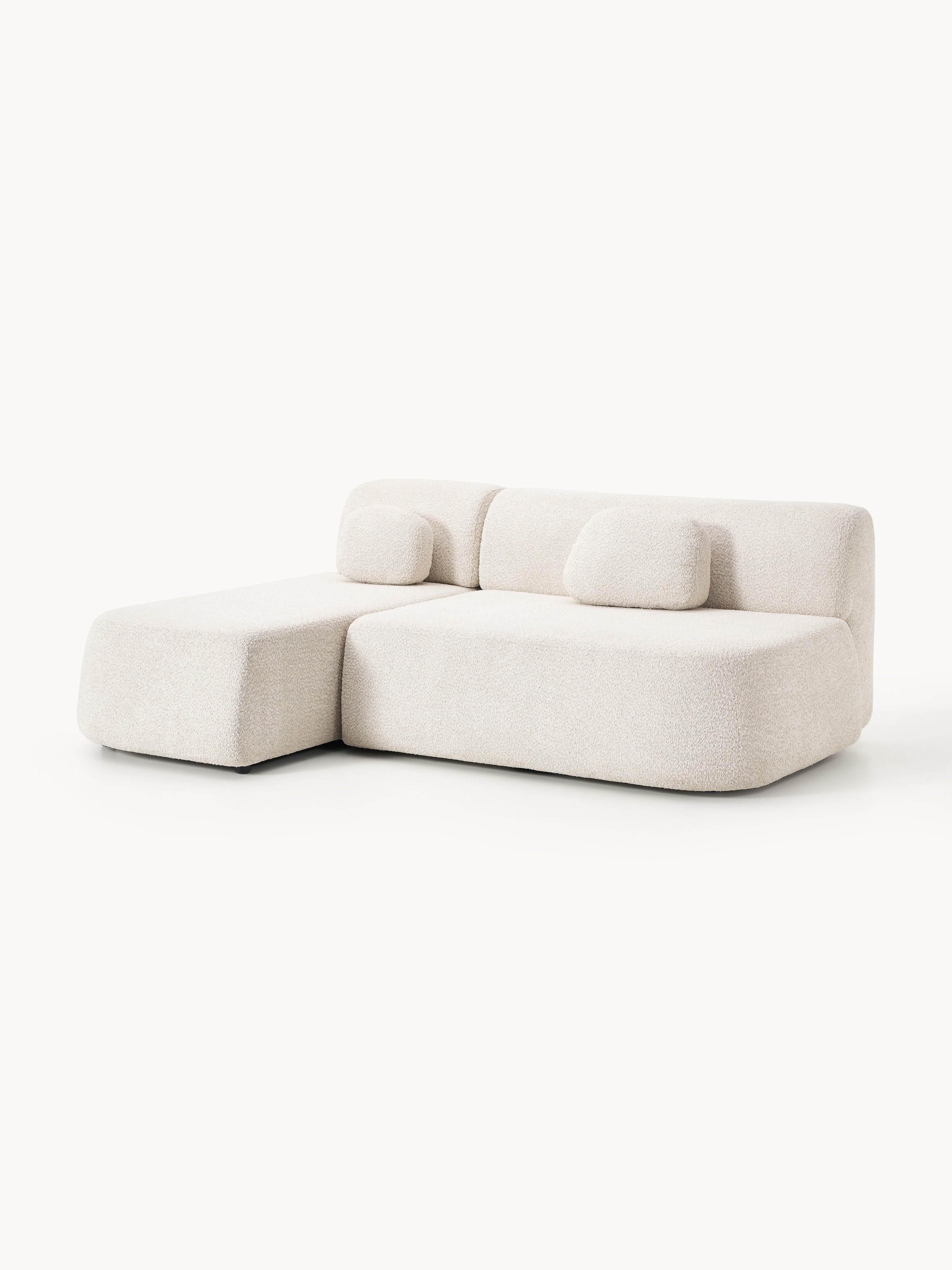 Schlafsofa Pao aus Teddy-Bouclé mit Stauraum
