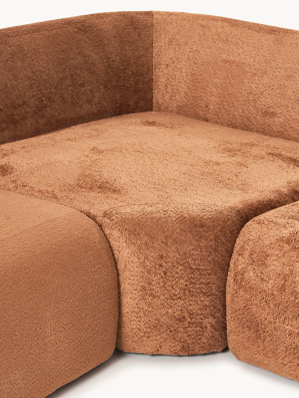 XL Modulares Teddy-Bouclé-Ecksofa Wolke mit Chaiselongue