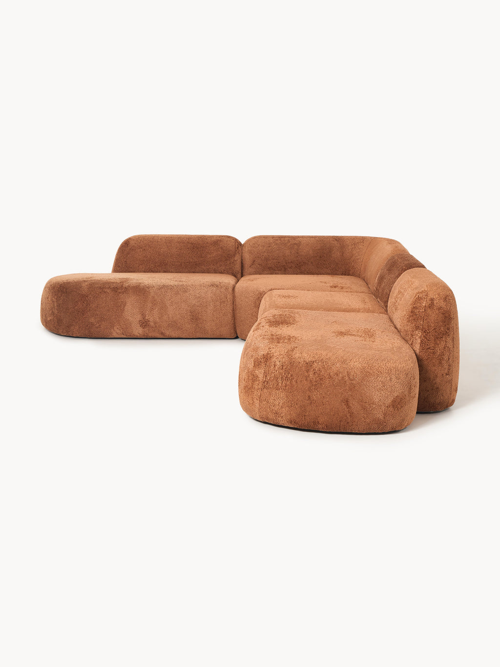 XL Modulares Teddy-Bouclé-Ecksofa Wolke mit Chaiselongue