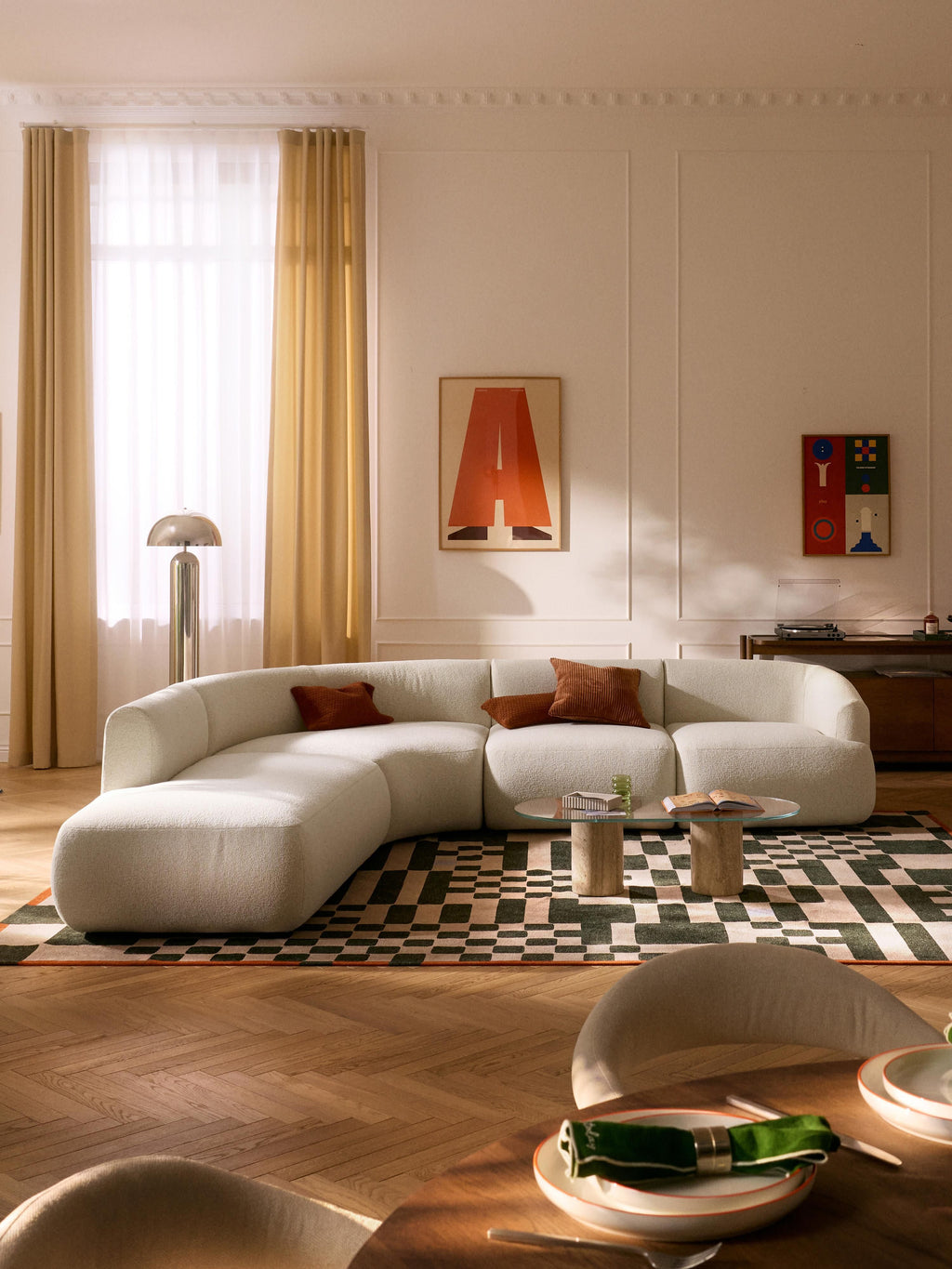 Modulares Bouclé-Ecksofa Sofia (4-Sitzer)