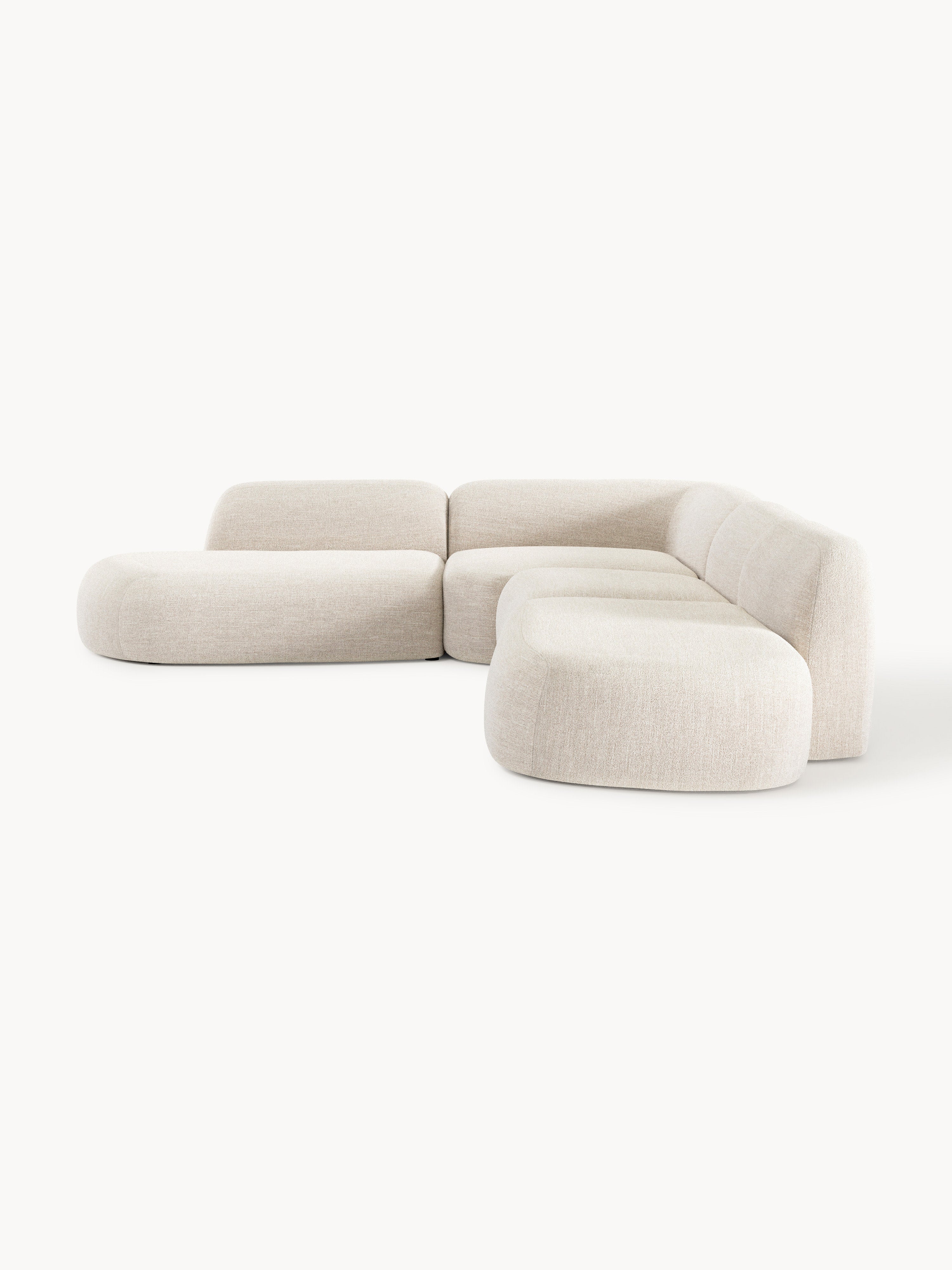 Modulares Bouclé-XL-Ecksofa Wolke mit Chaiselongue