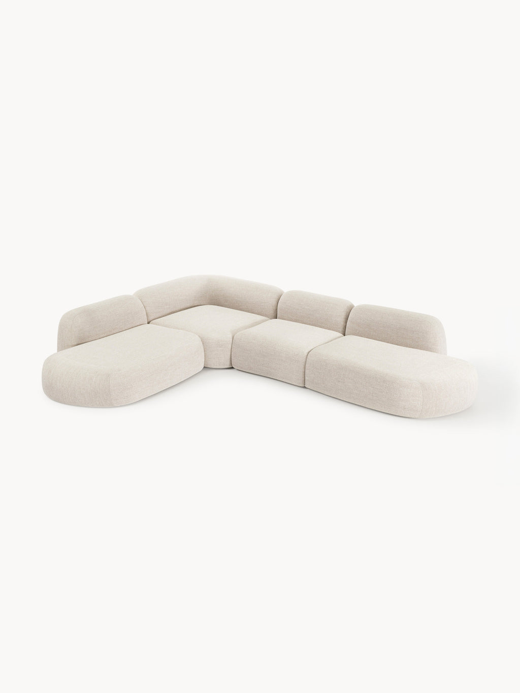 Modulares Bouclé-XL-Ecksofa Wolke mit Chaiselongue
