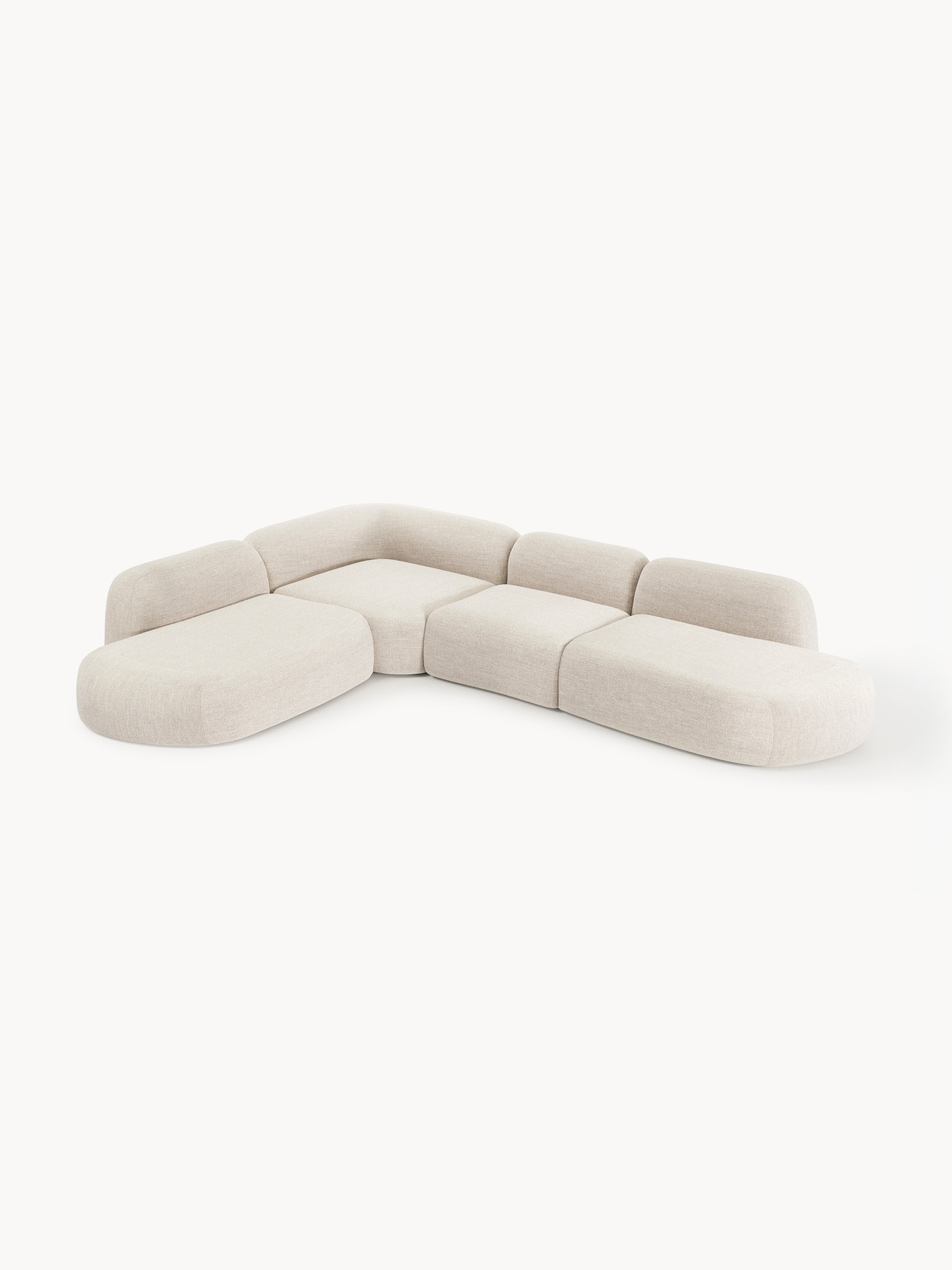 Modulares Bouclé-XL-Ecksofa Wolke mit Chaiselongue