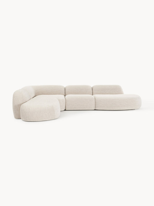 Galeriebild 1 - Modulares Bouclé-XL-Ecksofa Wolke mit Chaiselongue