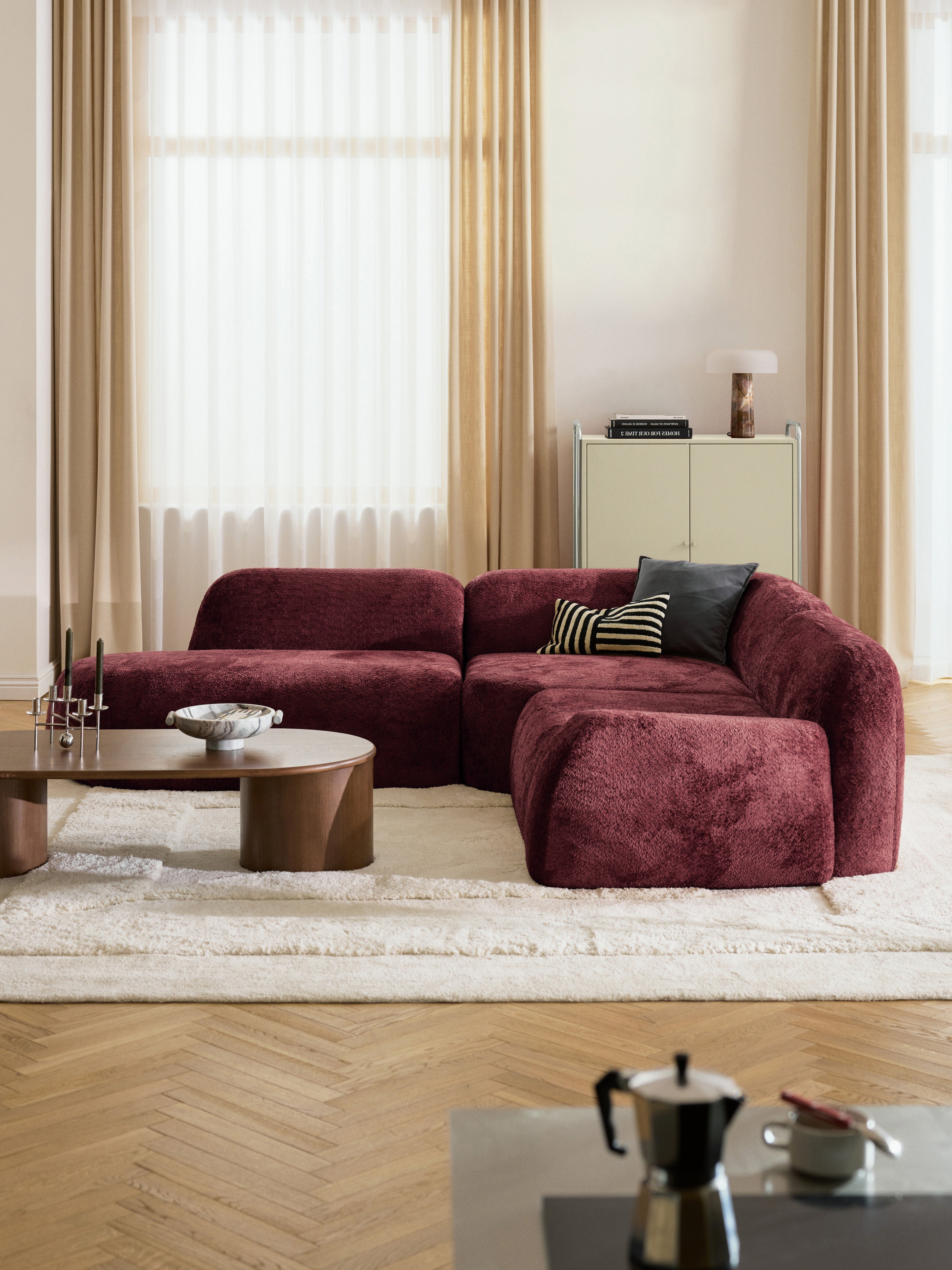 Modulares Teddy-Bouclé-Ecksofa Wolke (4-Sitzer) mit Chaiselongue