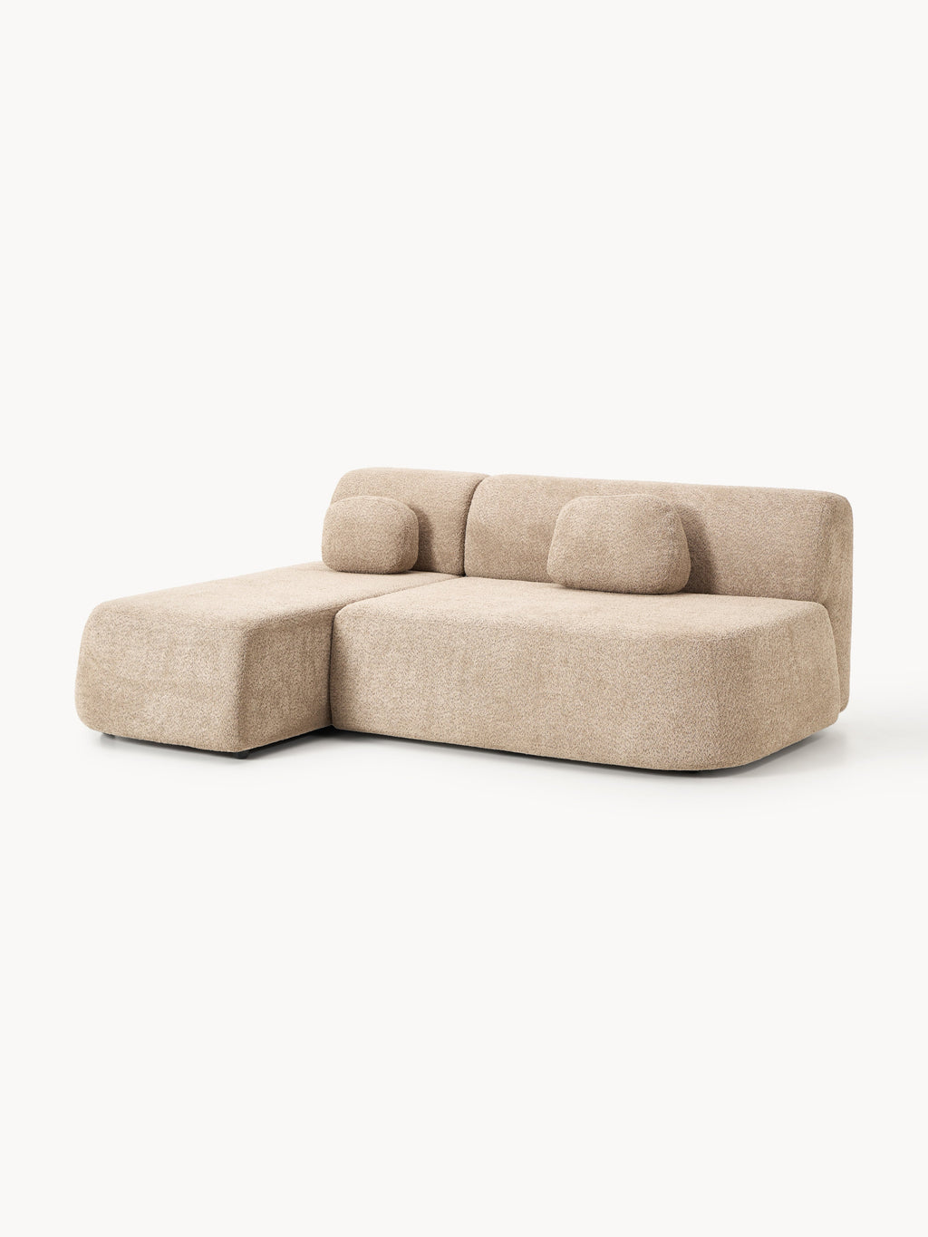 Schlafsofa Pao aus Teddy-Bouclé mit Stauraum