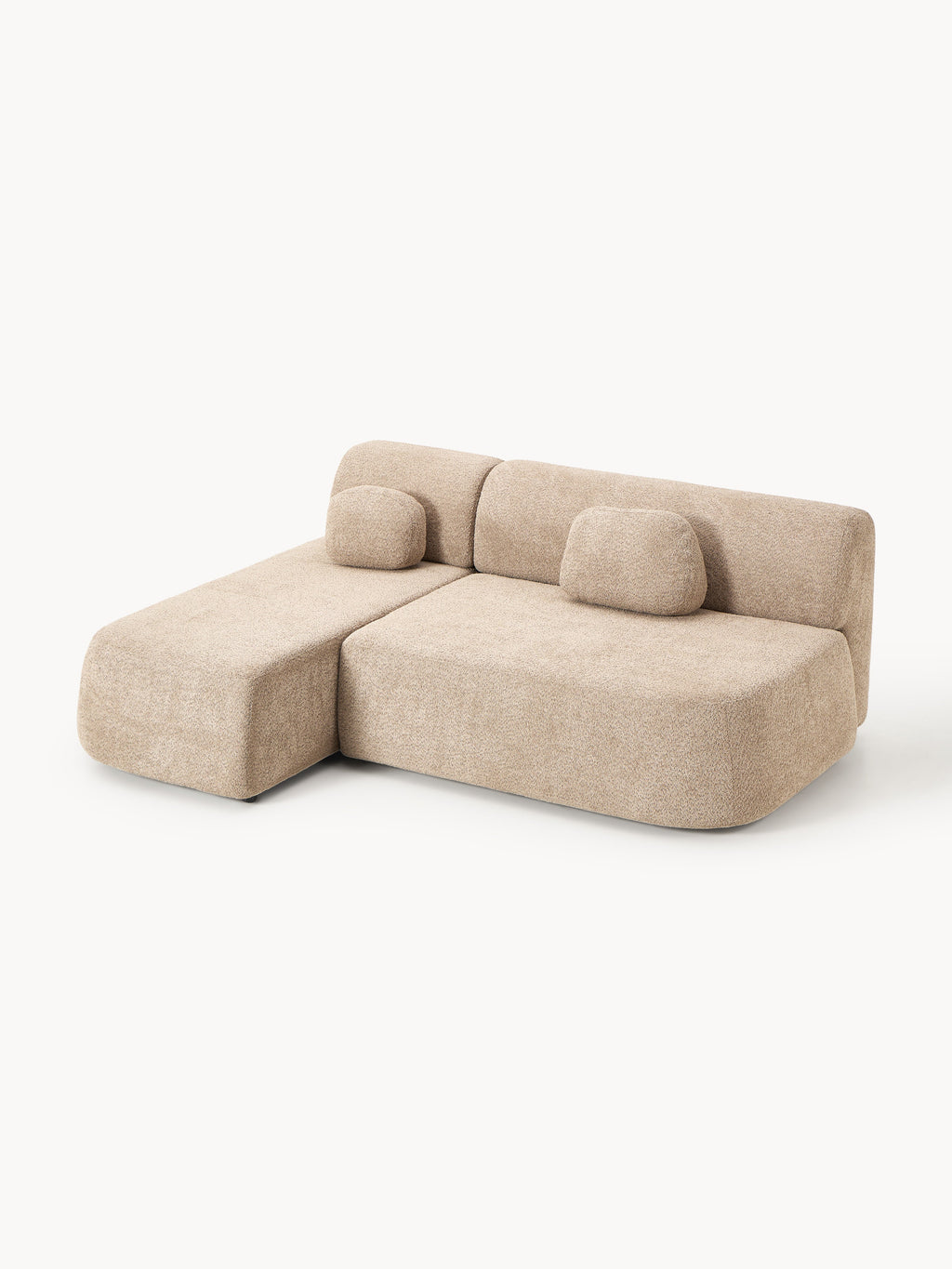 Schlafsofa Pao aus Teddy-Bouclé mit Stauraum