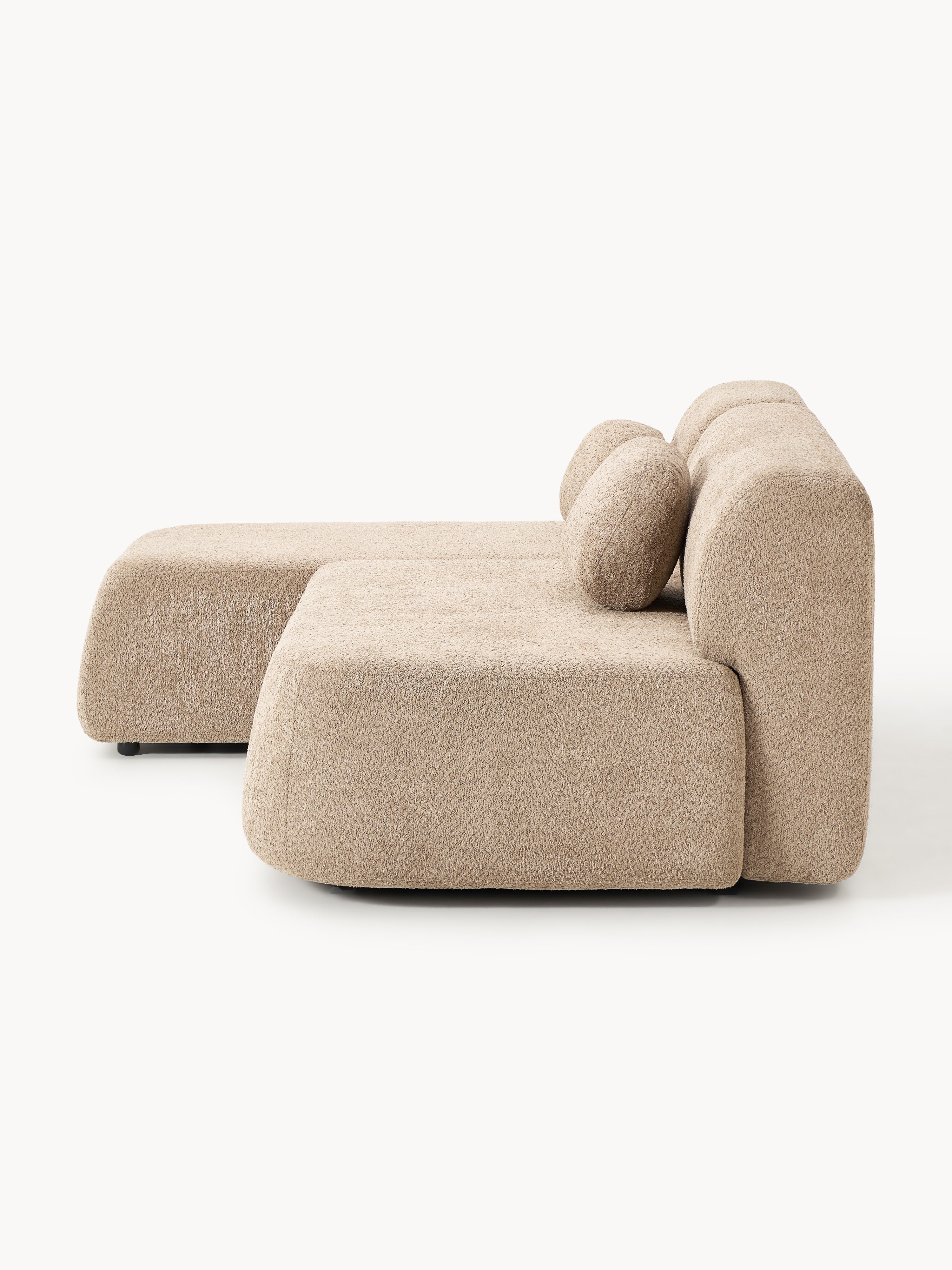 Schlafsofa Pao aus Teddy-Bouclé mit Stauraum
