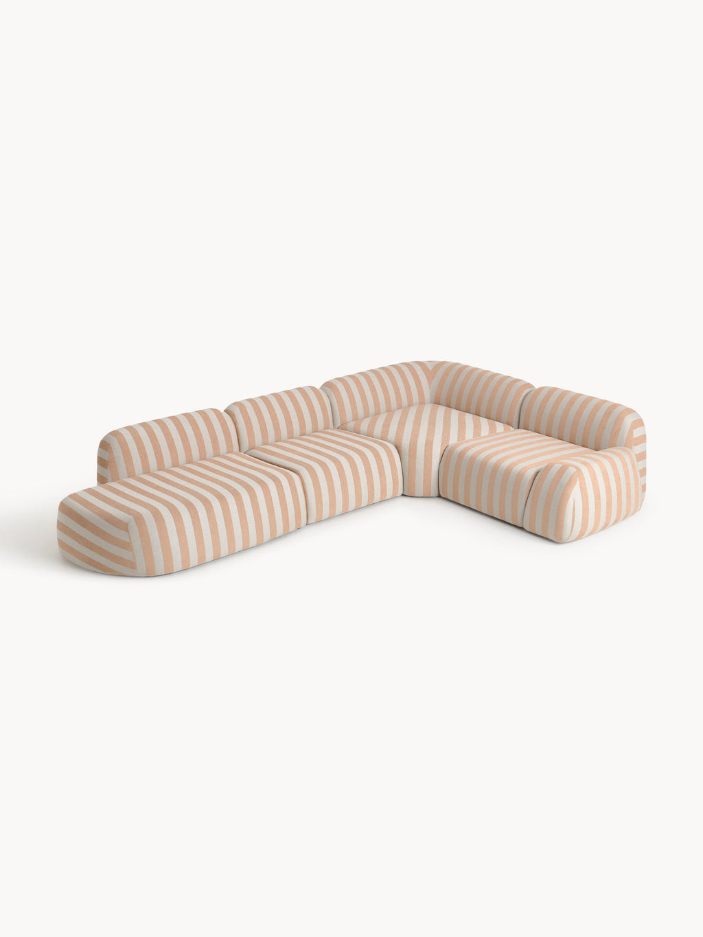 Modulares Gestreiftes XL-Ecksofa Wolke mit Chaiselongue