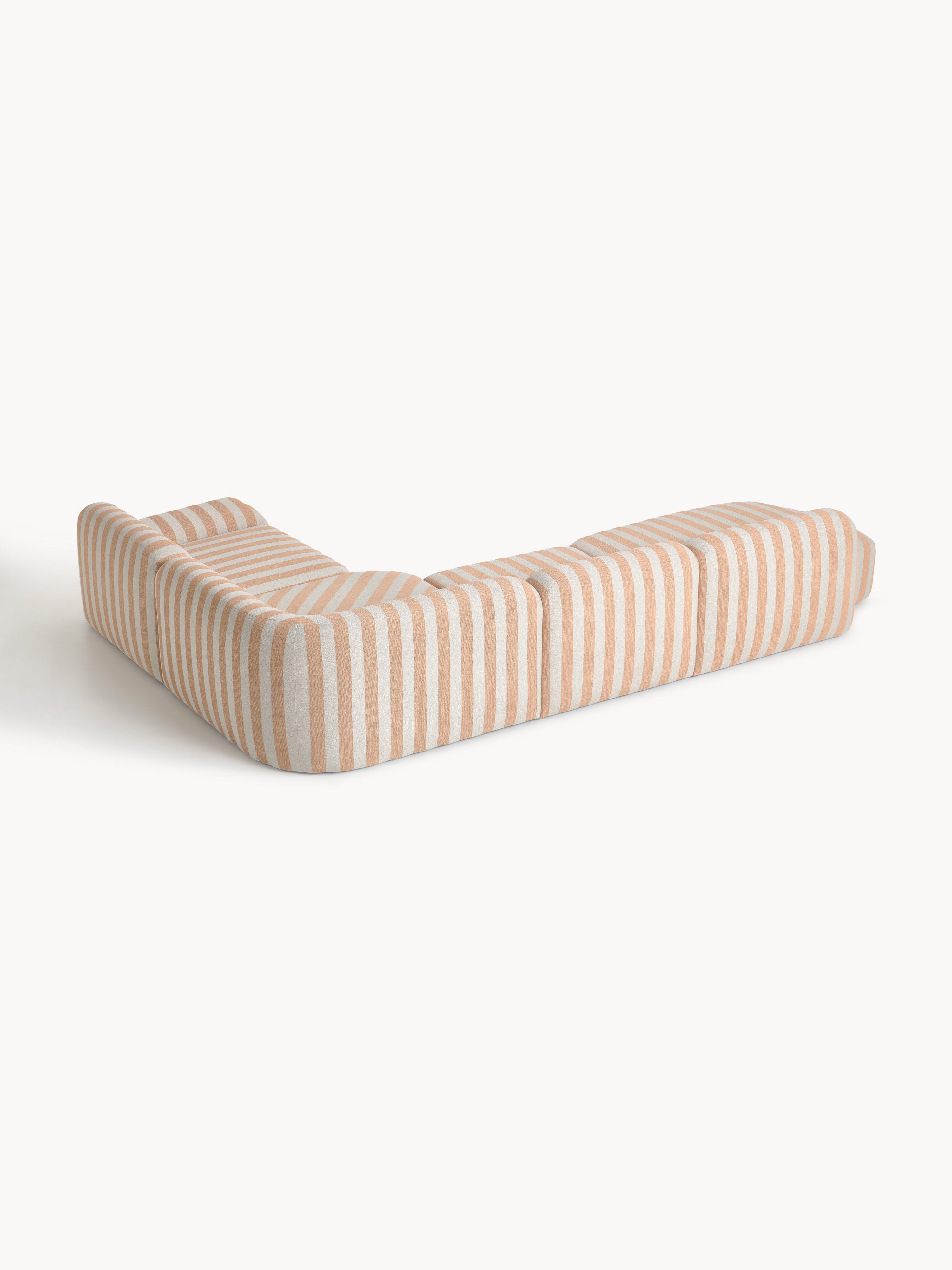 Modulares Gestreiftes XL-Ecksofa Wolke mit Chaiselongue