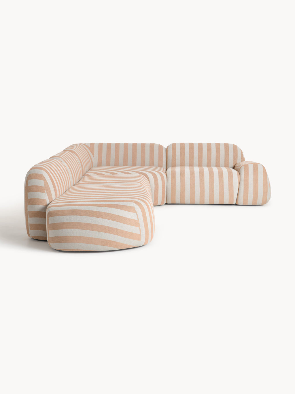 Modulares Gestreiftes XL-Ecksofa Wolke mit Chaiselongue