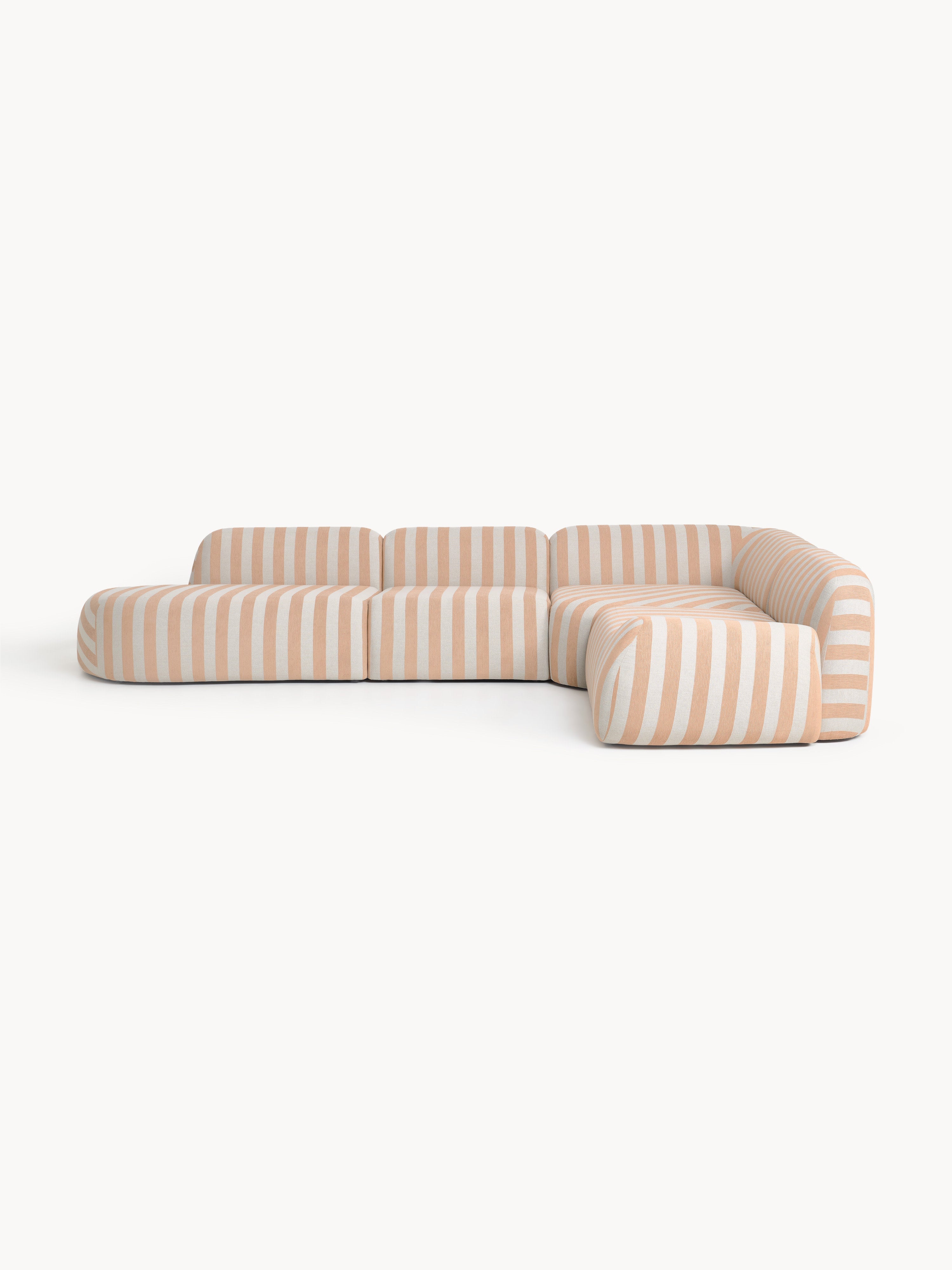 Galeriebild 1 - Modulares Gestreiftes XL-Ecksofa Wolke mit Chaiselongue