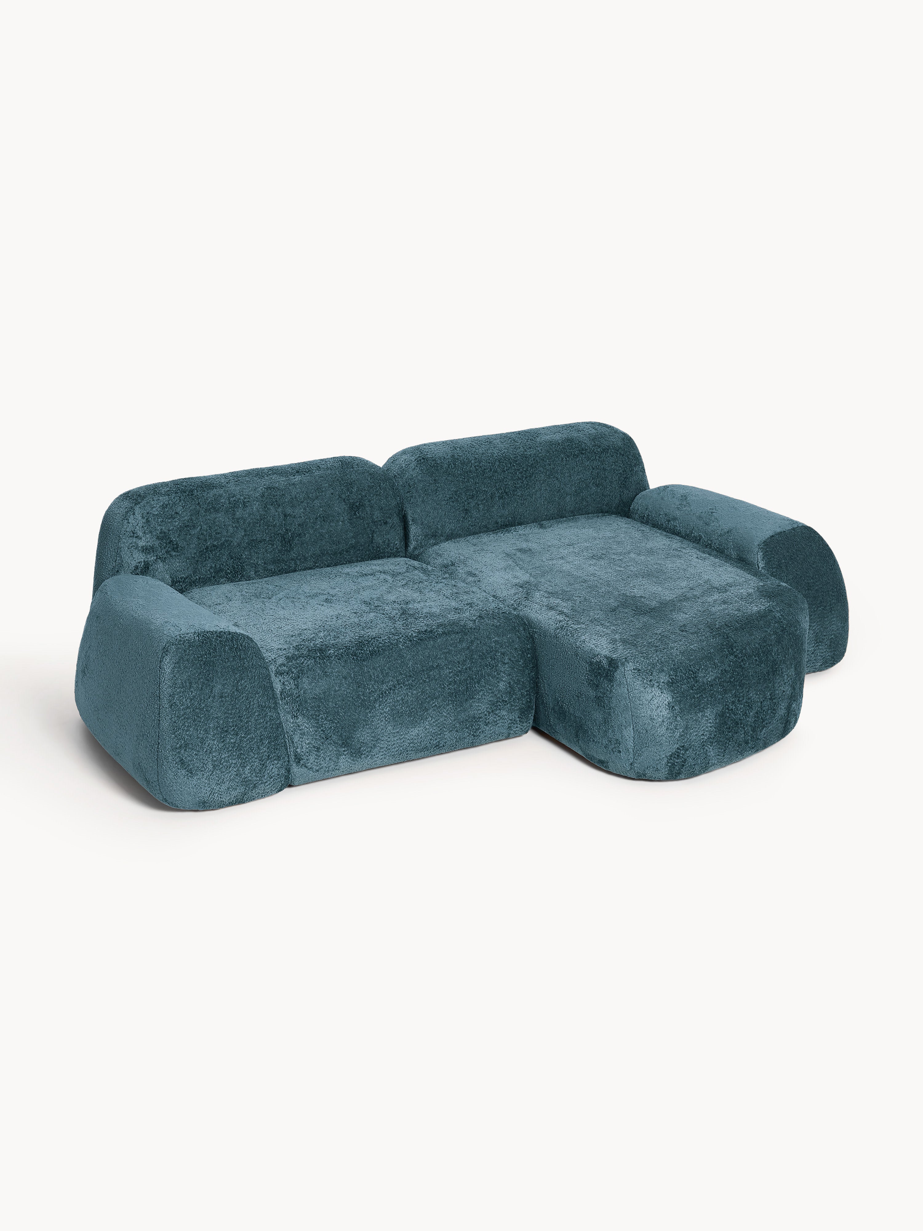 Modulares Teddy-Bouclé-Ecksofa Wolke (3-Sitzer)