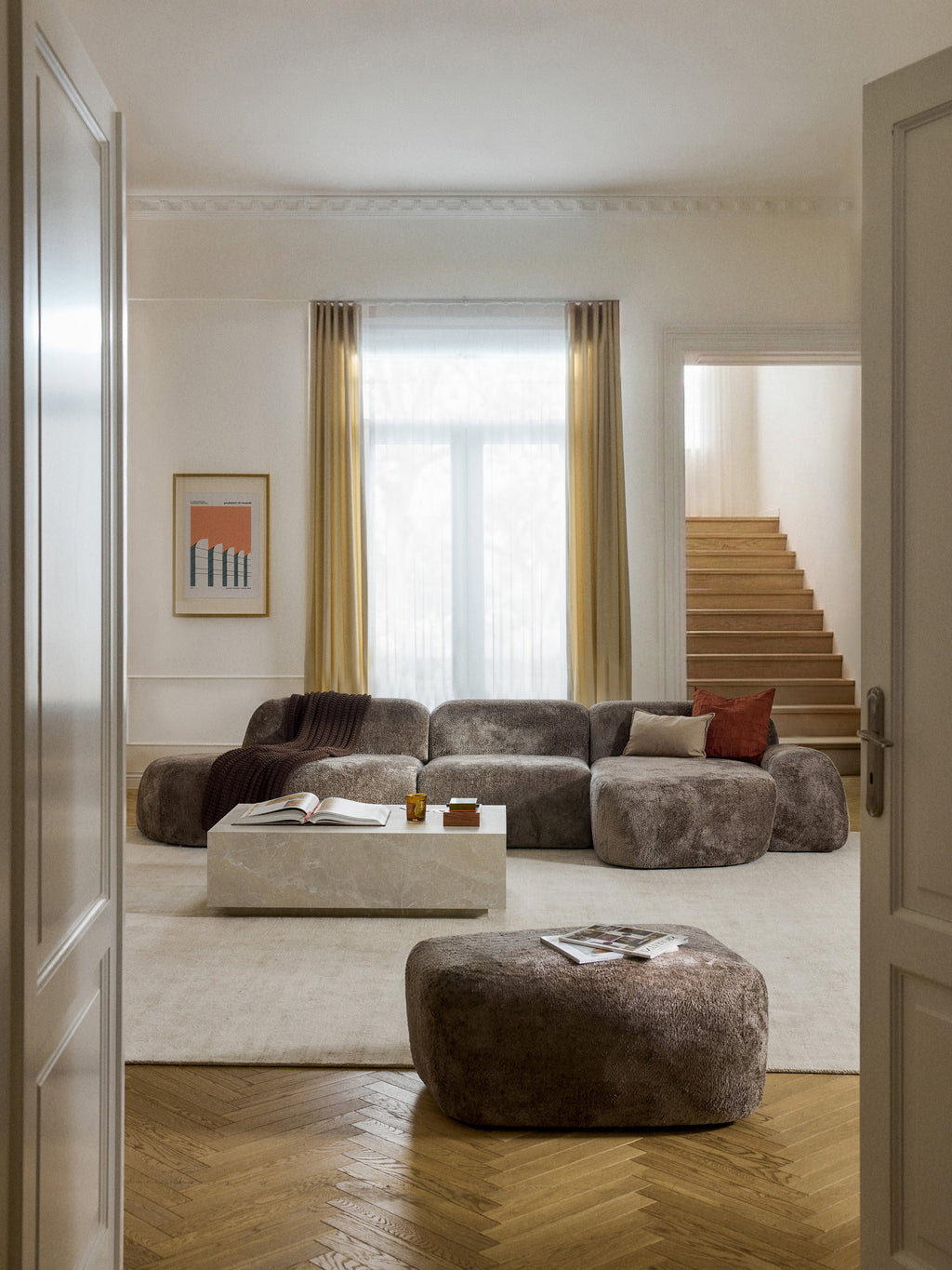 Modulares Teddy-Bouclé-Ecksofa Wolke (4-Sitzer) mit Chaiselongue
