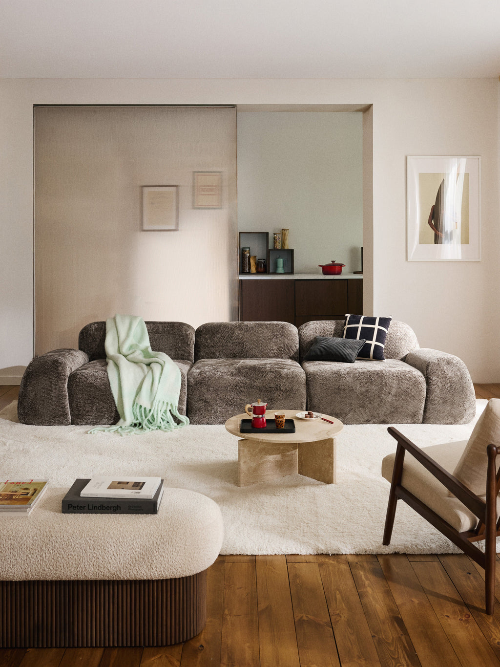 Modulares Teddy-Bouclé-Sofa Wolke (4-Sitzer)